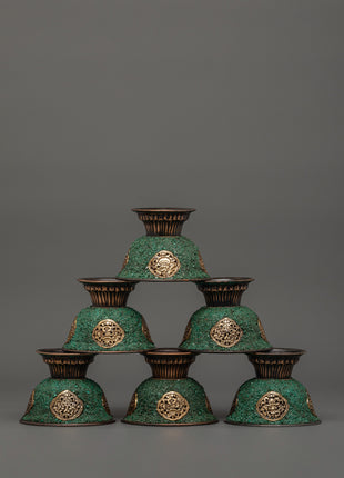 Oxidized Copper Offering Bowls | Tibetan Shrine Decor