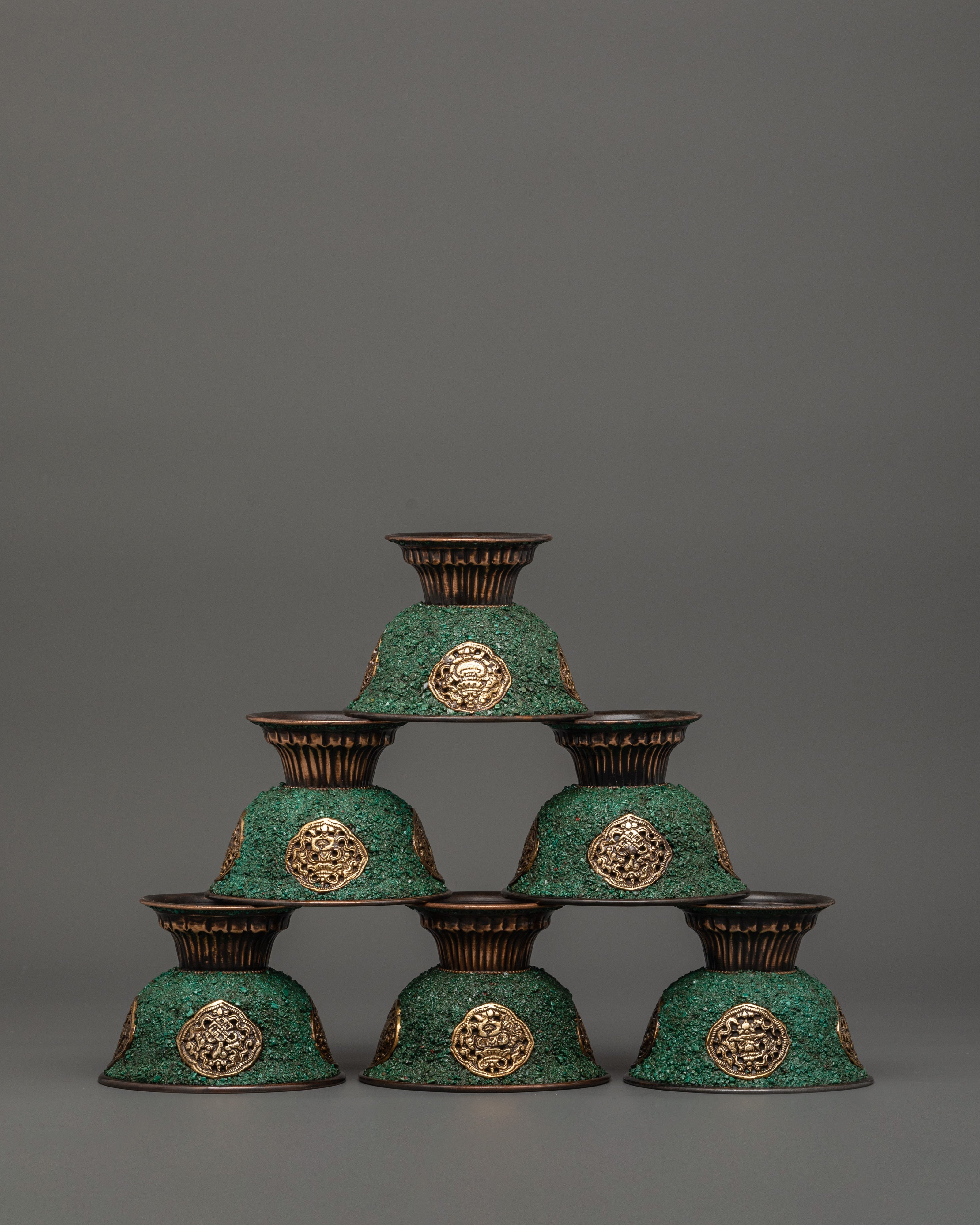 Oxidized Copper Offering Bowls | Tibetan Shrine Decor