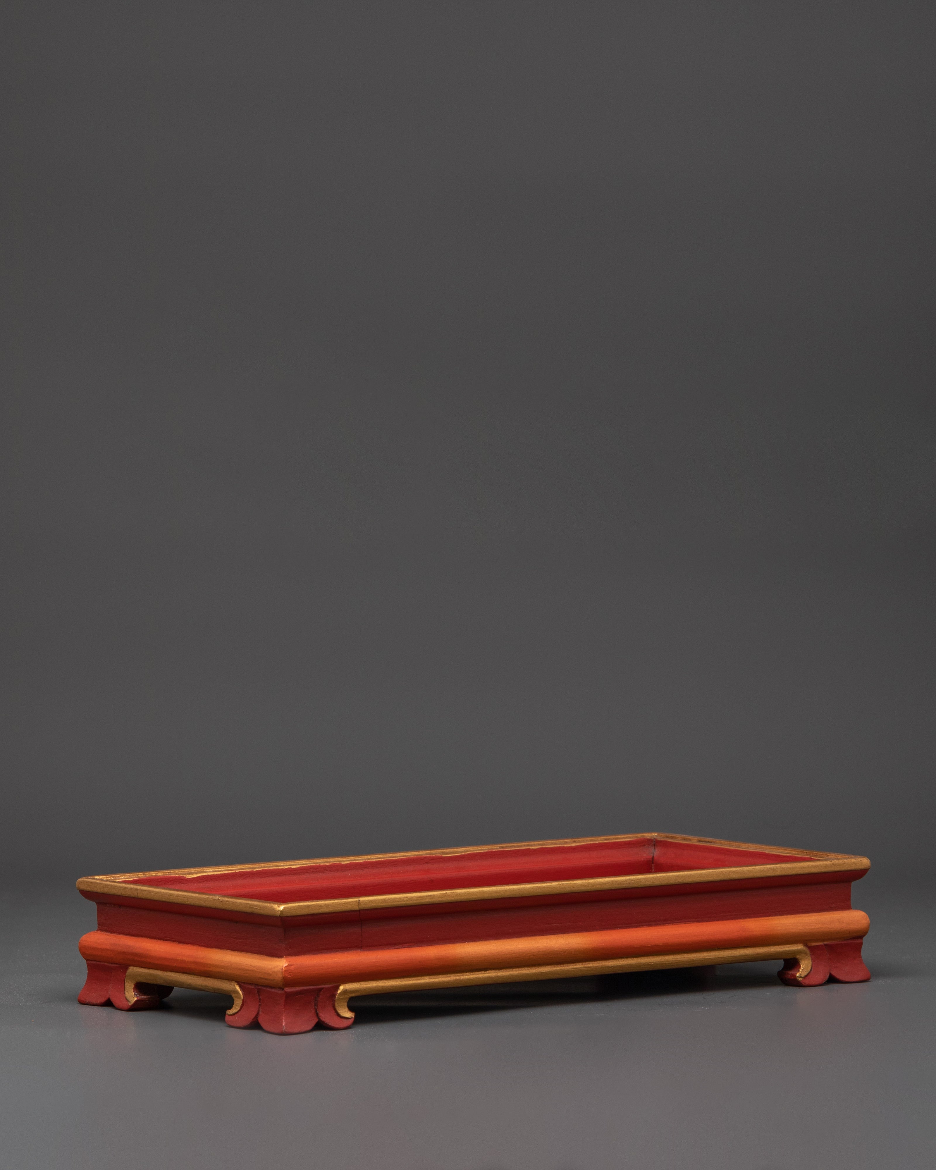 Handcrafted Tibetan Wooden Tray | Spiritual Art for Your Altar and Home