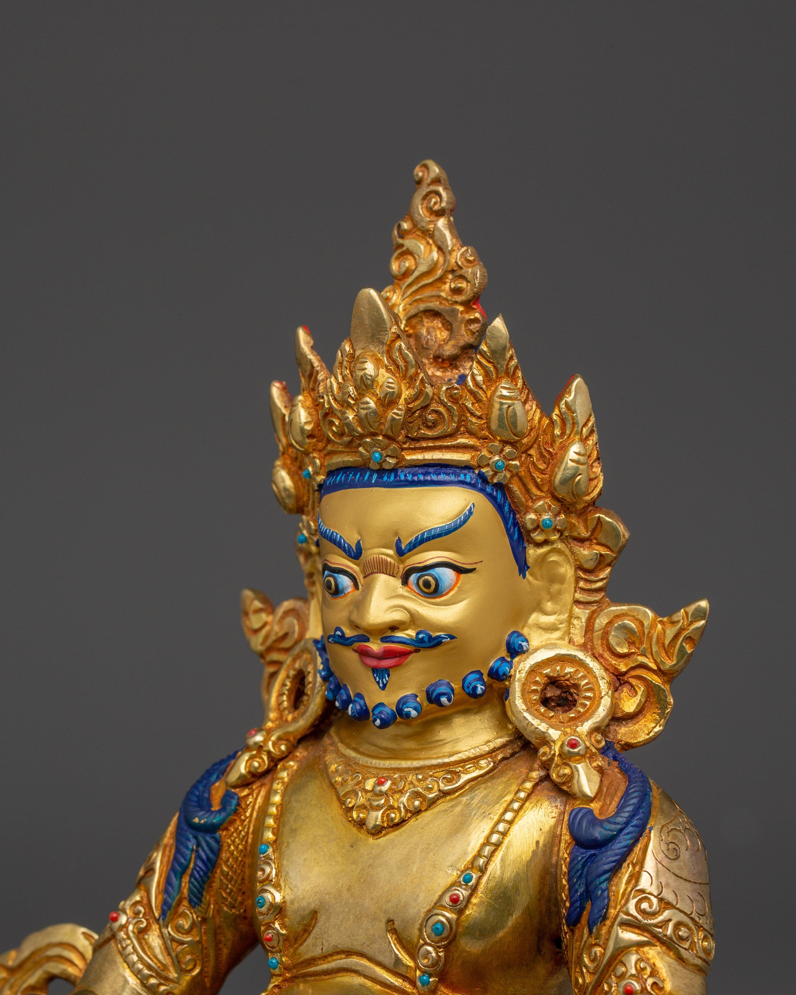 Golden Nepalese Artwork of Dzambhala | Wealth Deity of Tibetan Buddhism