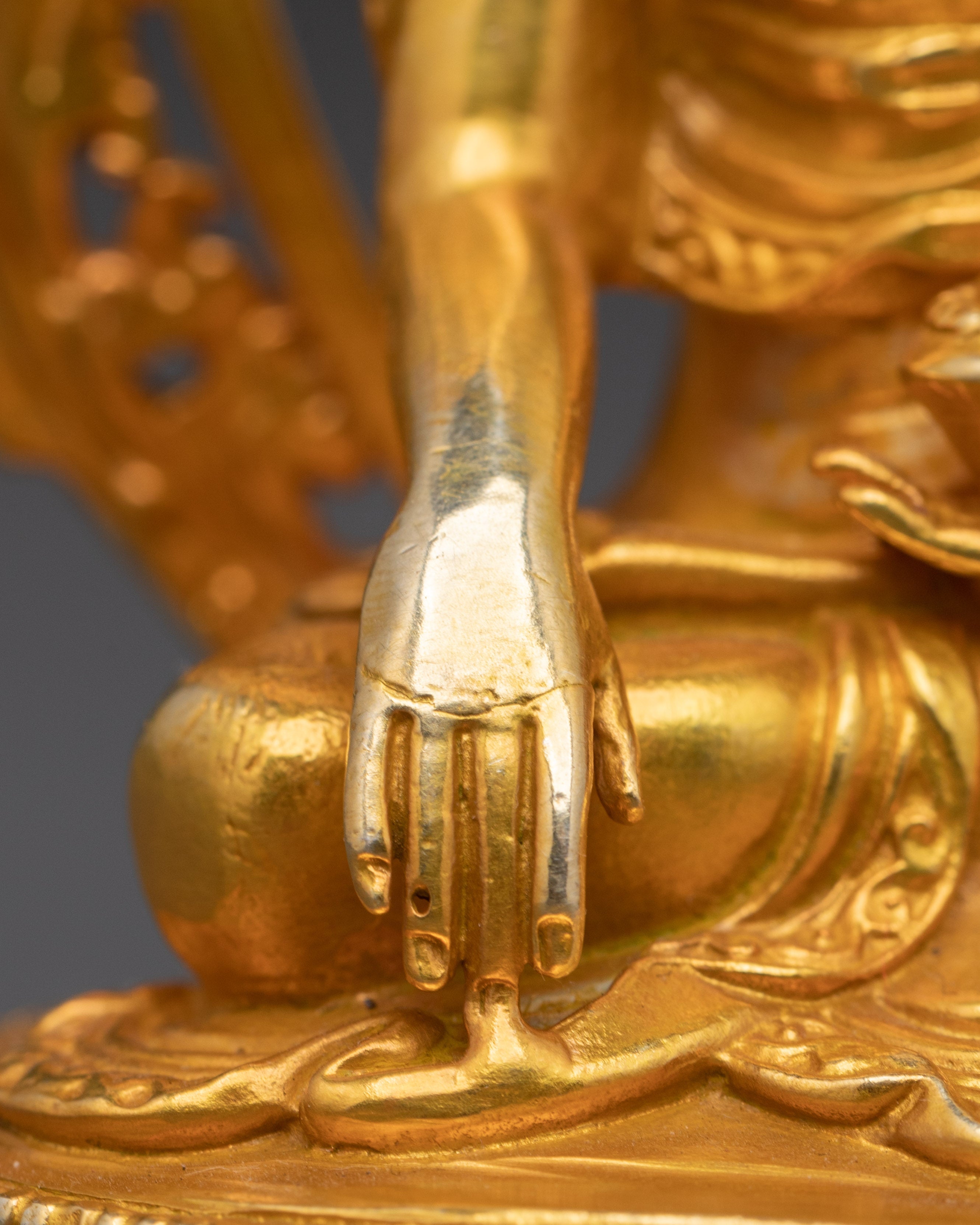 Tibetan Shakyamuni Buddha Copper Statue | Gold-Plated Buddhist Figurine
