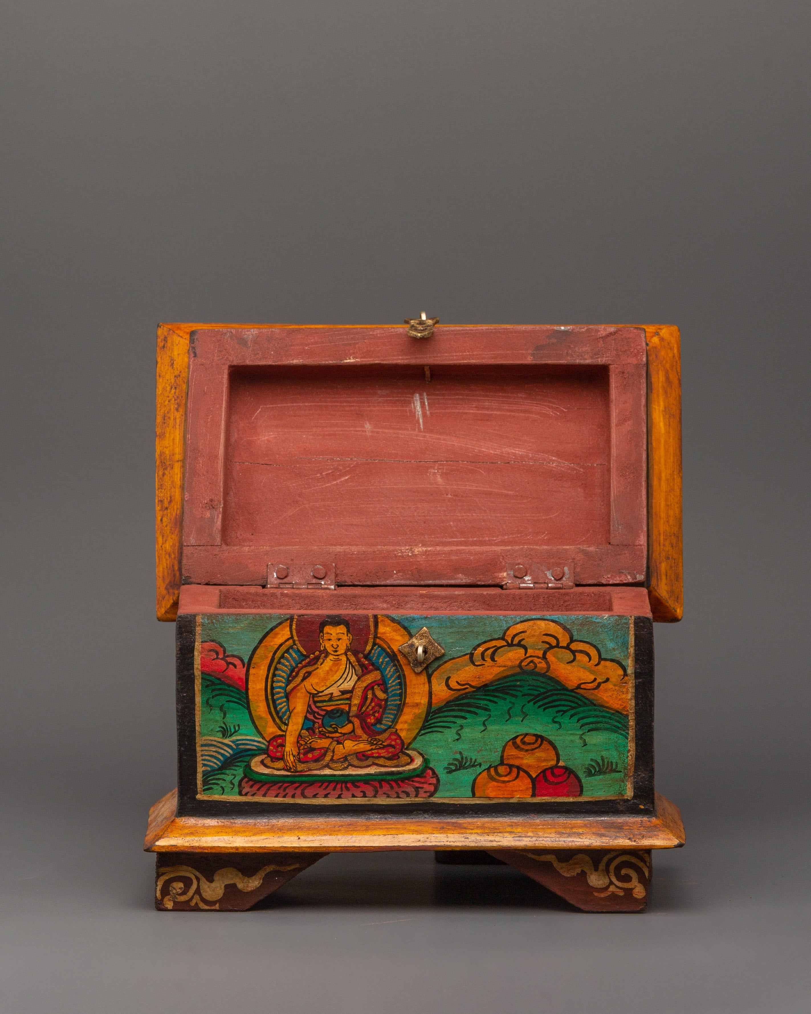 Box with Shakyamuni Buddha Paint | Tibetan Home Decor