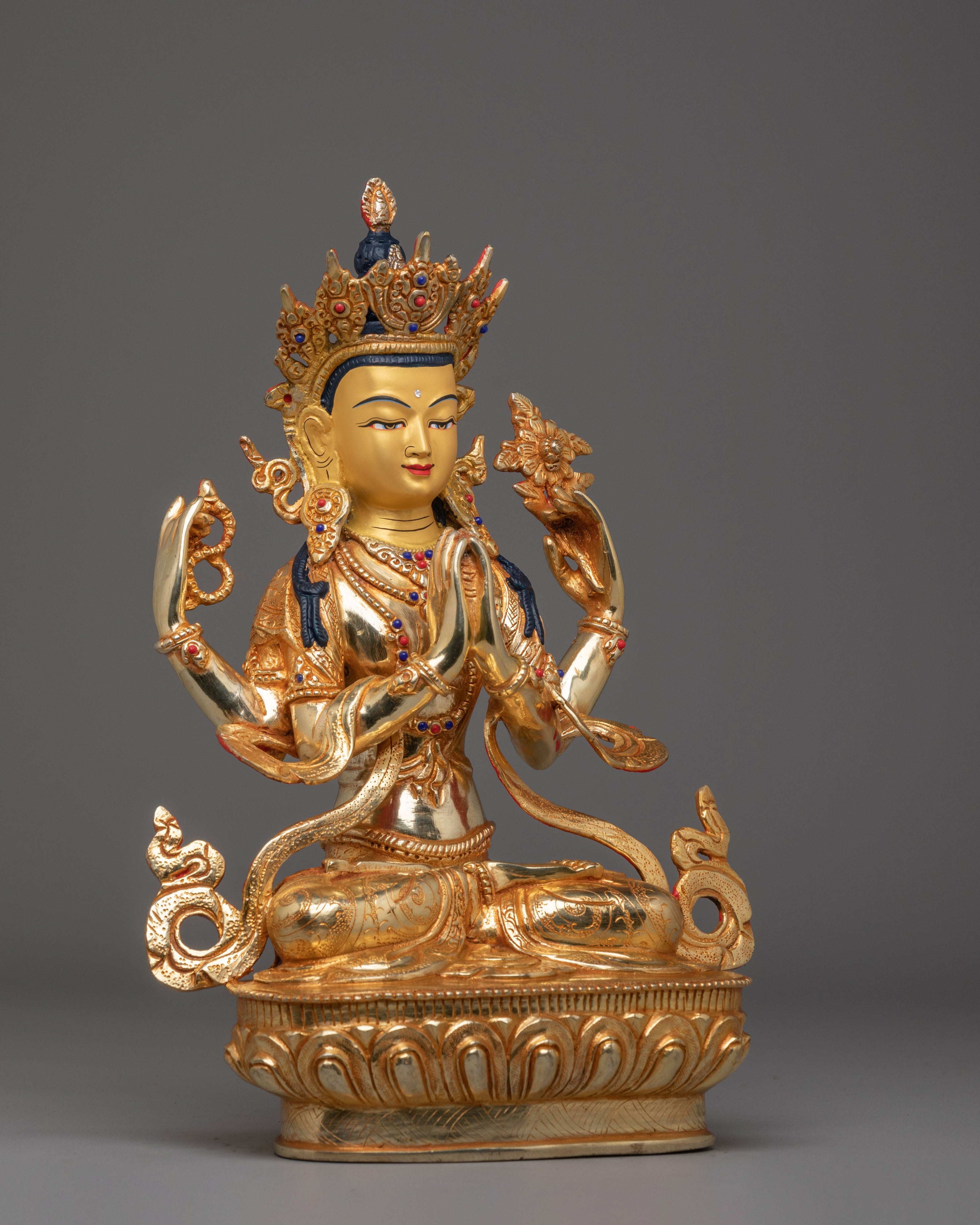 Vajrayana Chenrezig Deity Statue | Tibetan Buddhist Avalokiteshvara Sculpture