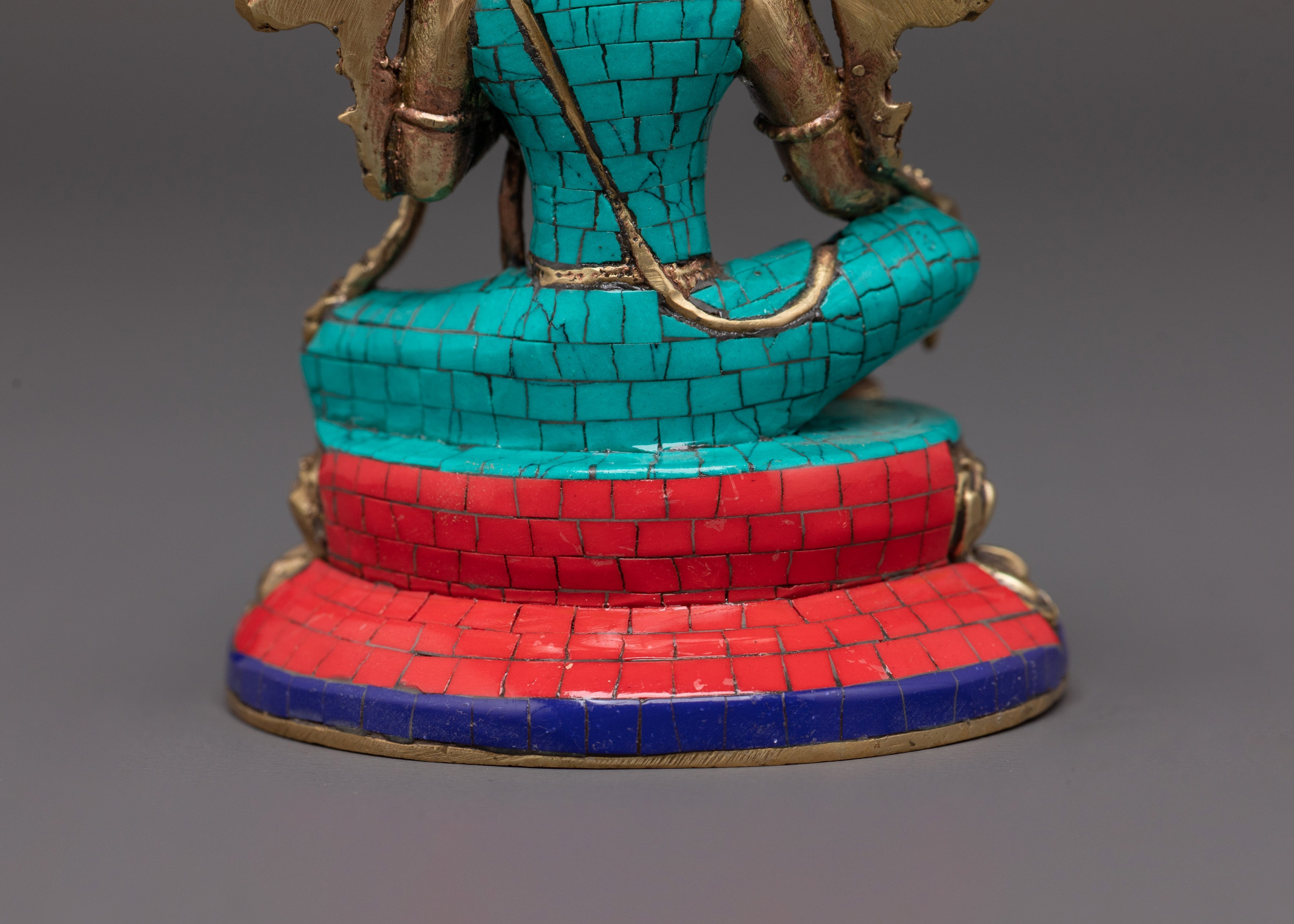 Buddhist Green Tara Brass  Statue | Healing Spiritual Decor