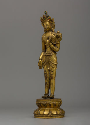 Mongolian Antique Lokeshwor Statue | Sacred Avalokiteshvara Bodhisattva for Meditation