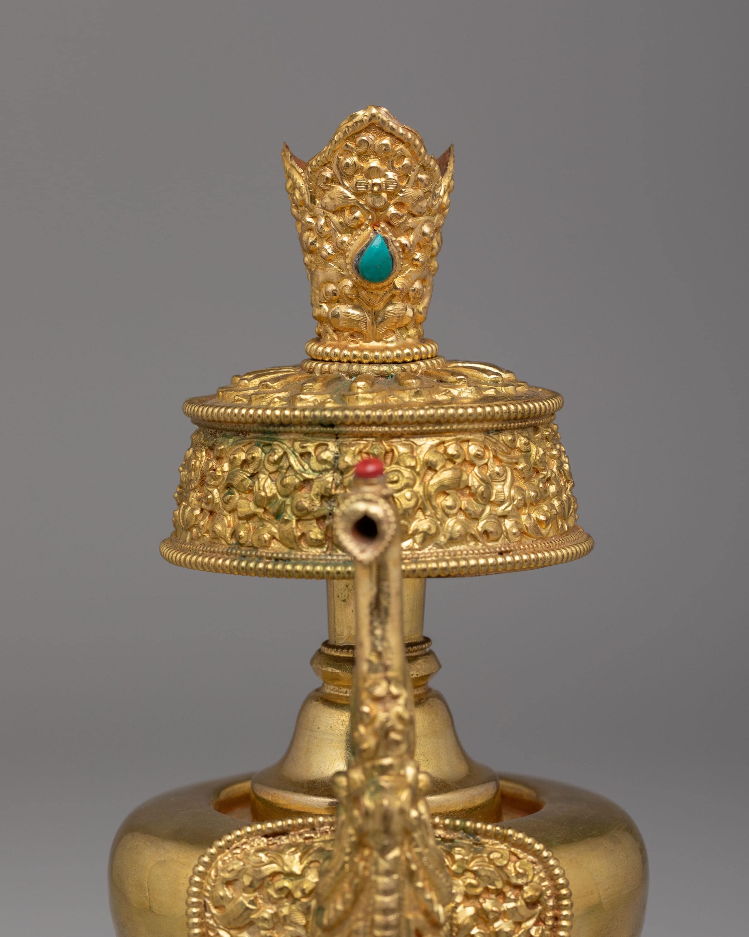 Handmade Tibetan Ritual Bhumba Set | Gold Plated Buddhist Ritual Vase | Sacred Vajrayana Offering Vessel for Meditation and Ceremonies