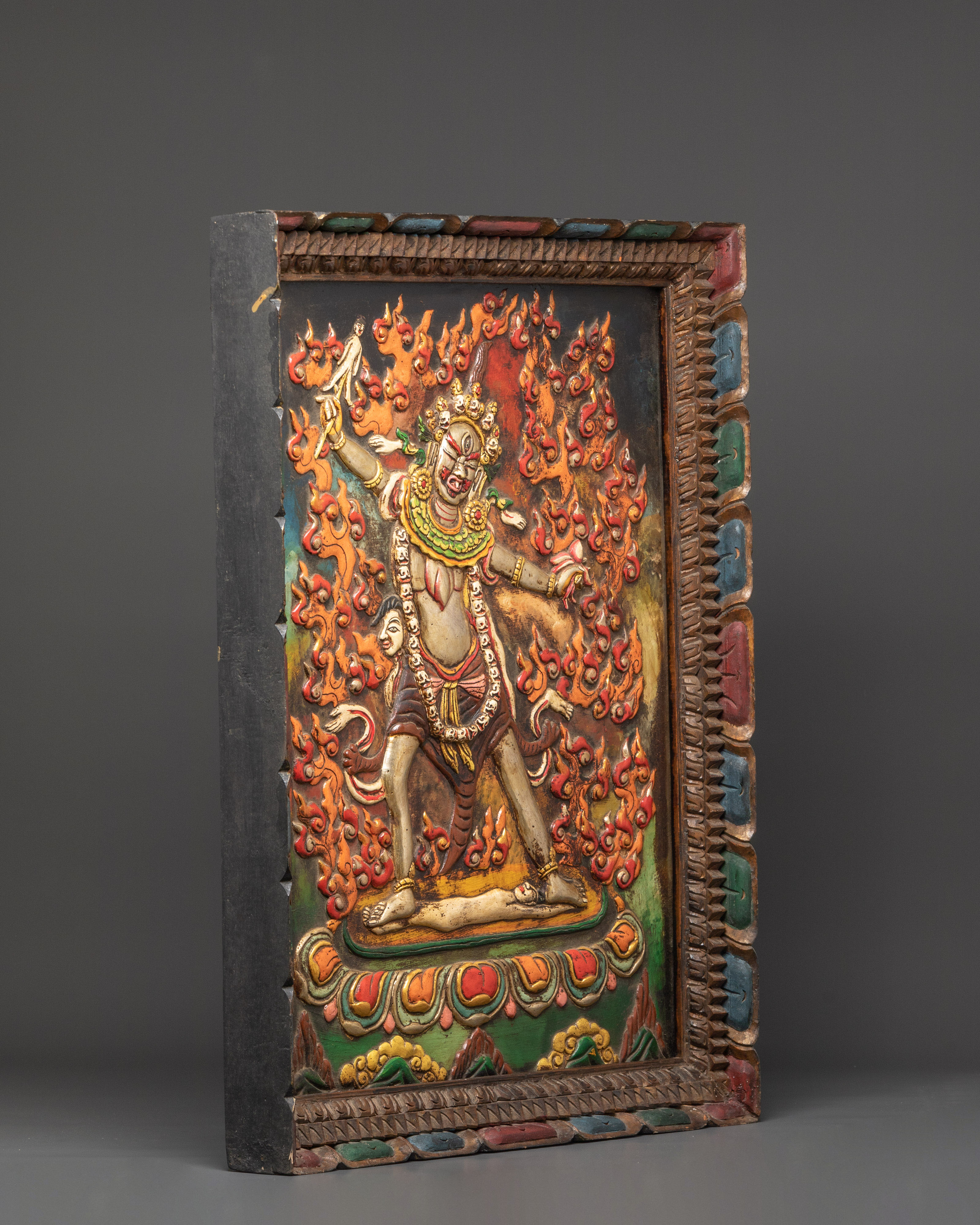 Ekajati Wooden Crafted Wall Hanging | Tibetan Buddhist Wall Art