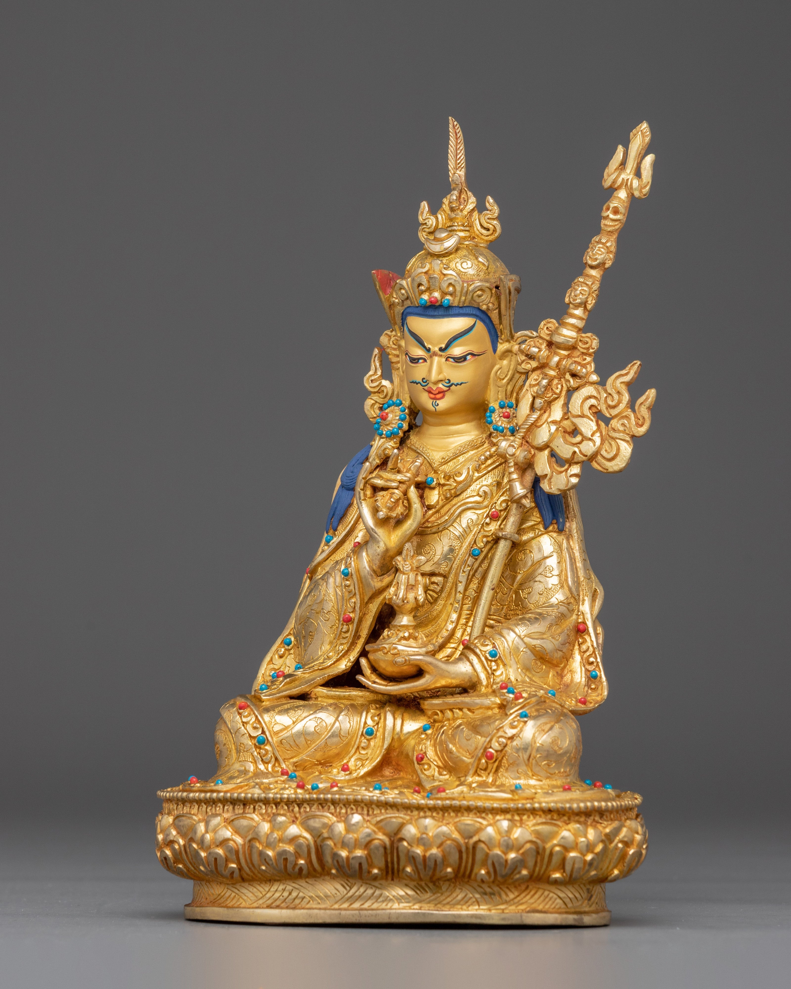 Sacred Statue of Guru Tsyoke Dorje | Gold Plated Tibetan Buddhist Copper Figure