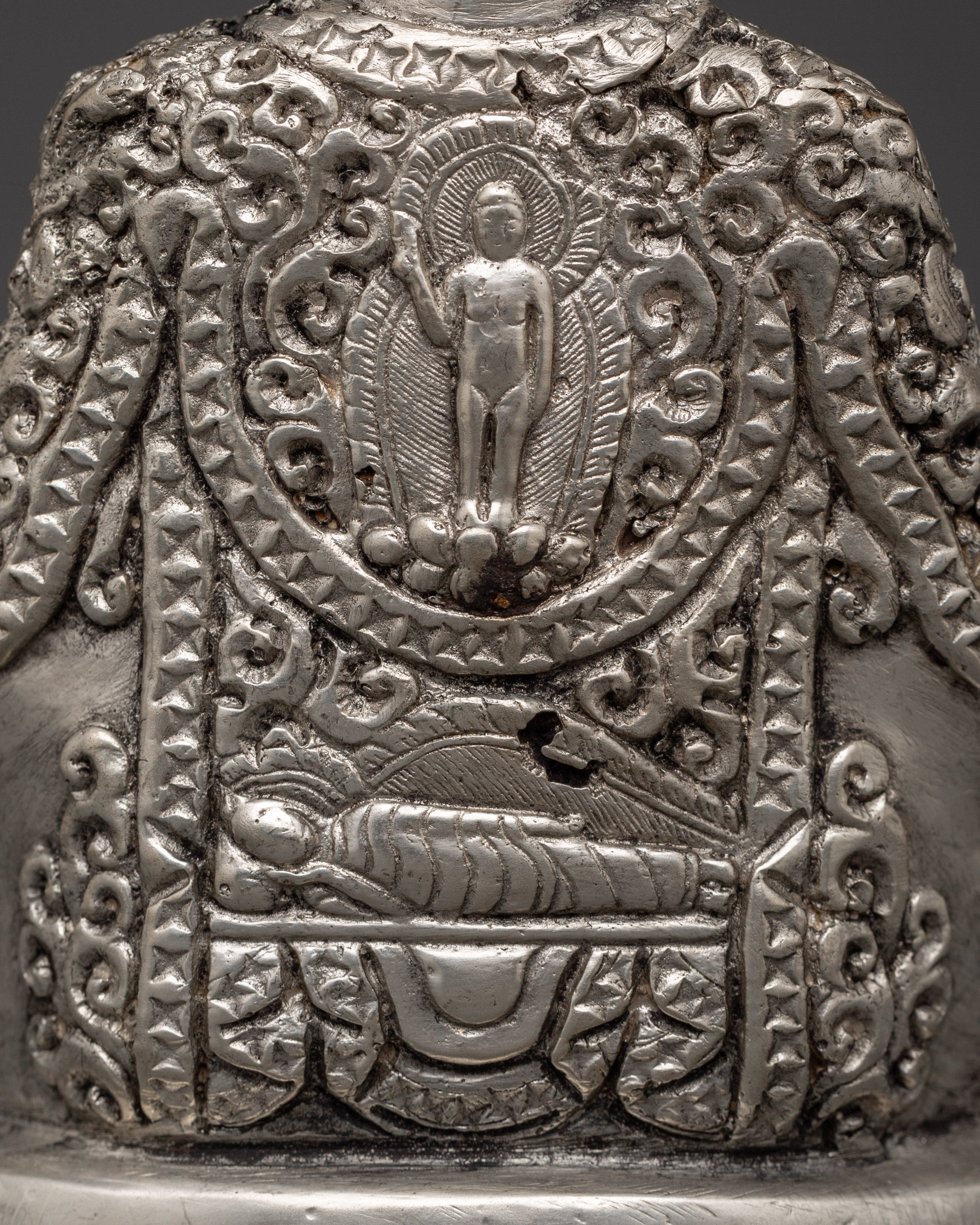 Amitabha Copper Silver Plated Statue | Tibetan Buddhist Sculpture, Handcrafted Longevity