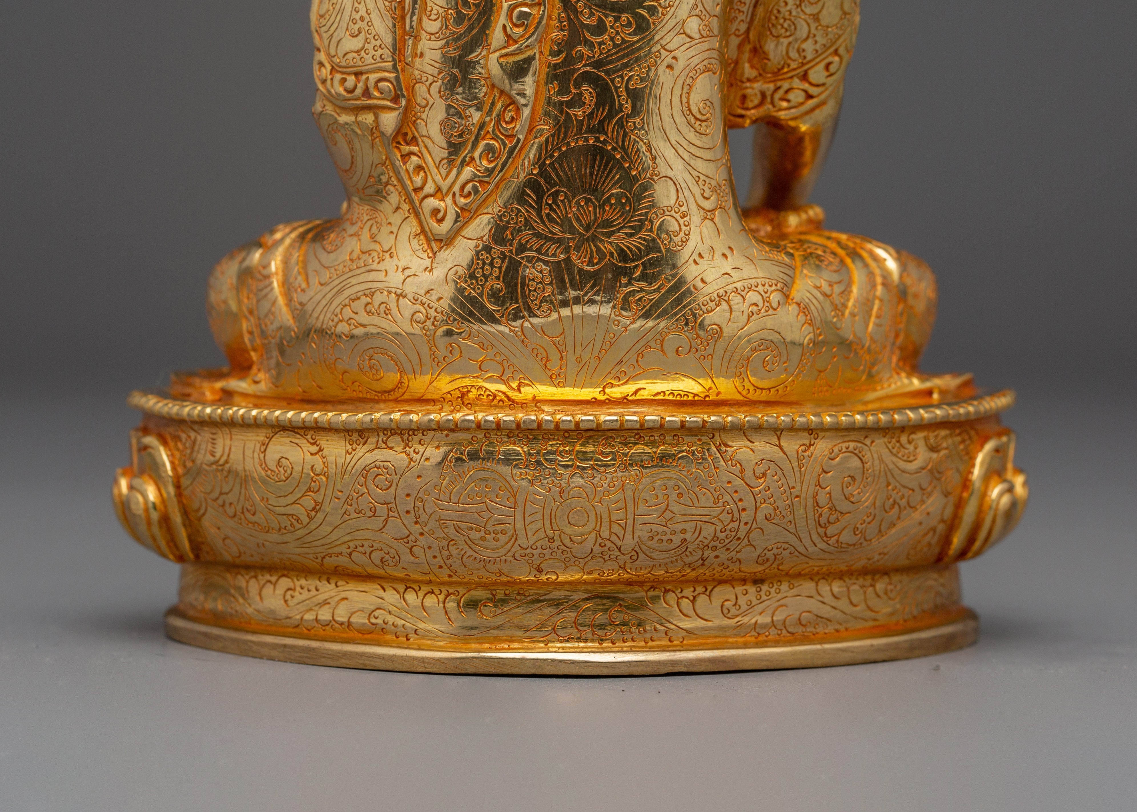 Handmade Gold Gilded Shakyamuni Buddha Statue | Tibetan Buddhist Art