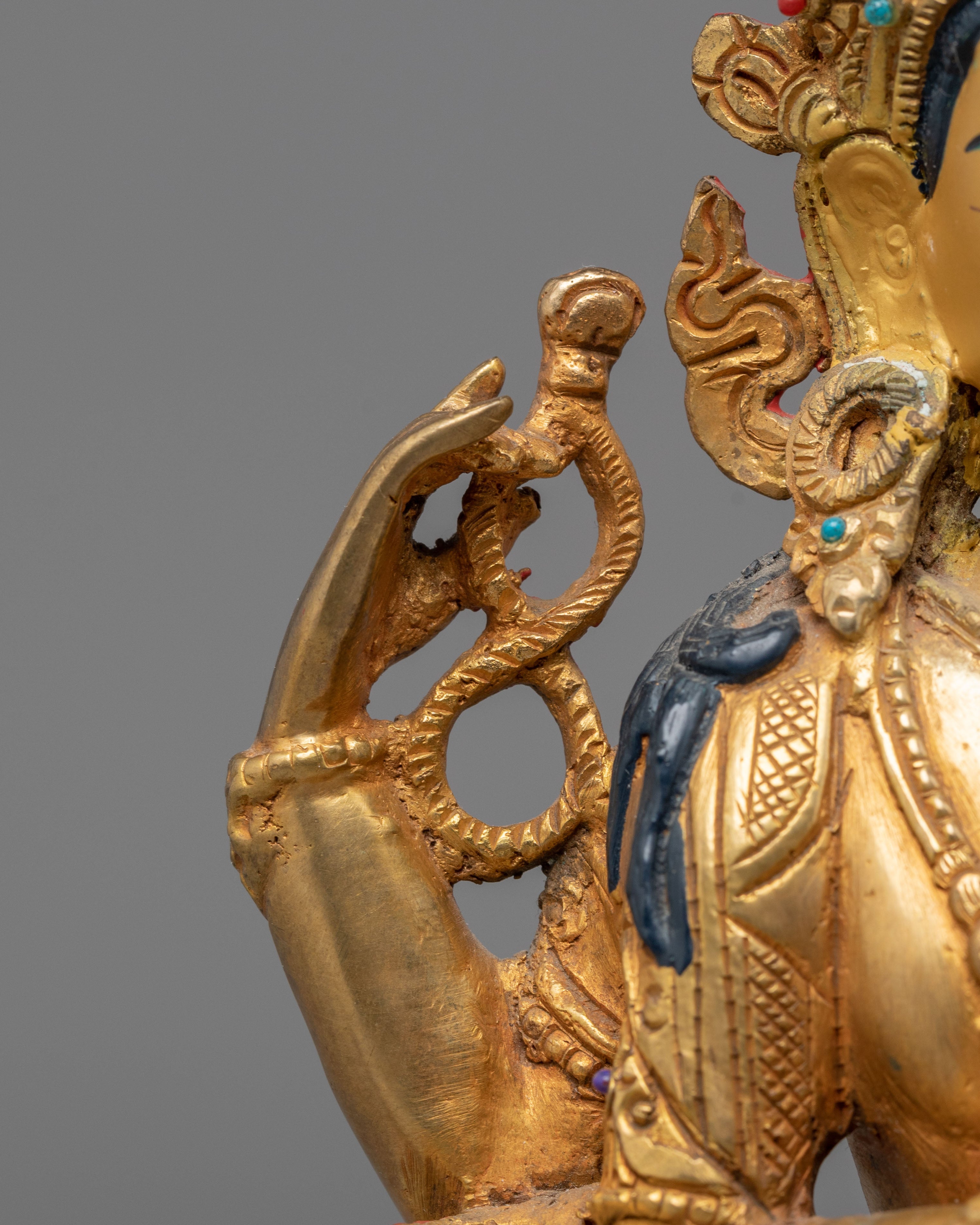 Handmade Tibetan Chenrezig Statue | One who Looks With Unwavering Eye