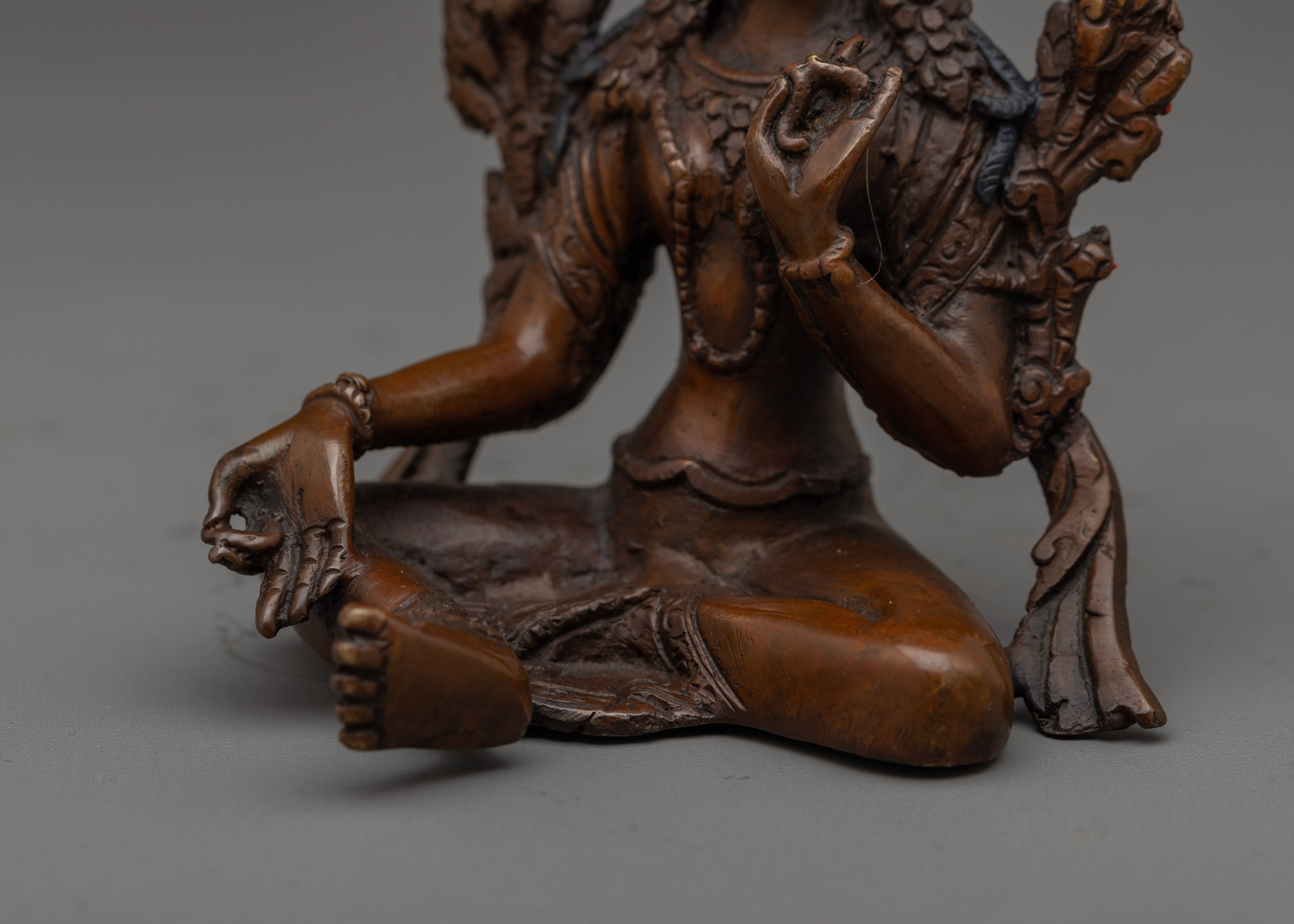 Compassionate Green Tara | Sacred Handcrafted Copper Statue