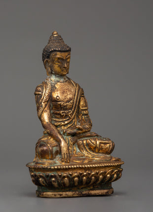 Shakyamuni Buddha Buddhist Altar Decor | Sacred Antique Copper Statue for Meditation