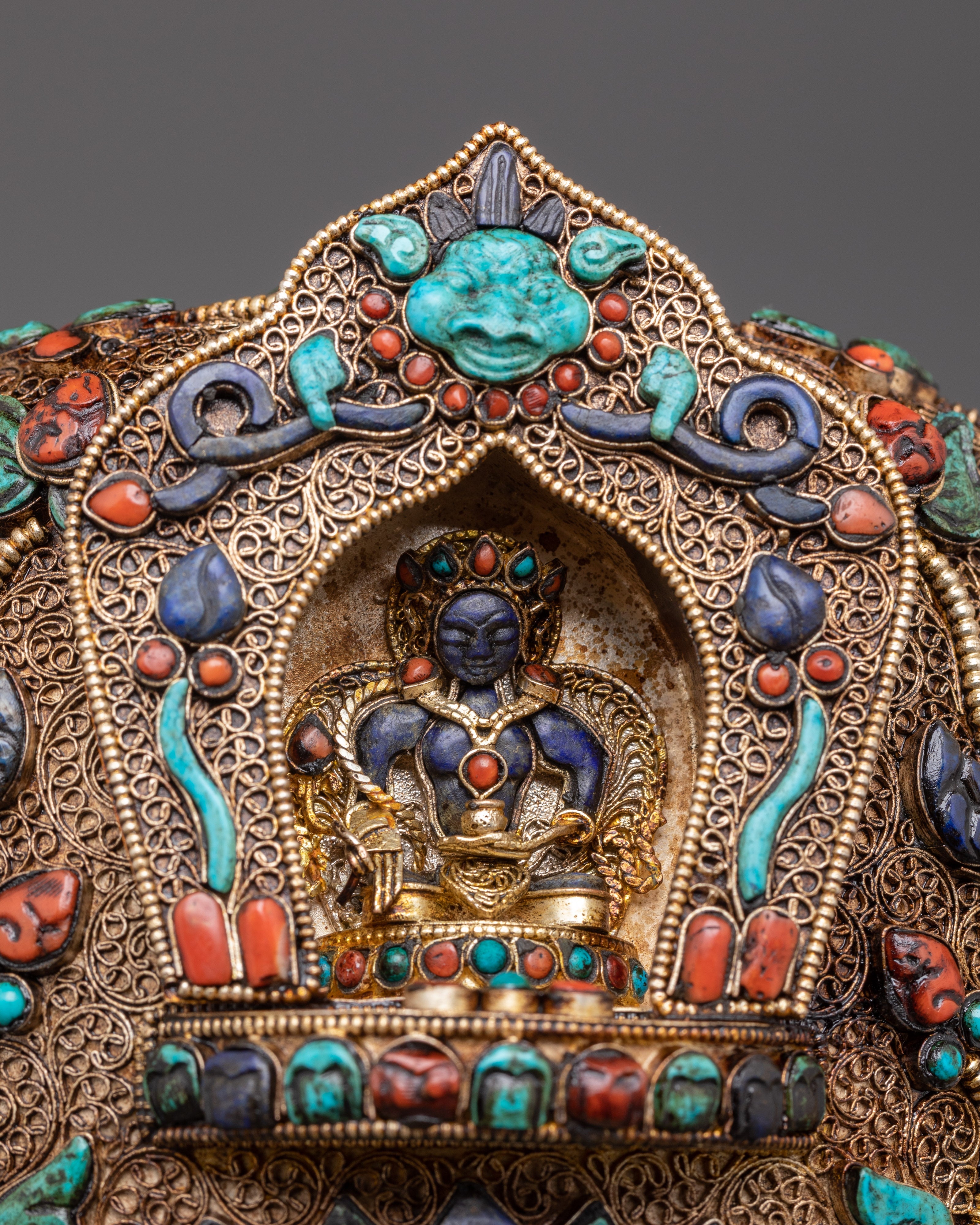 Sacred Rice Offering Pot | Gold and Silver Plated Copper Ritual Vessel