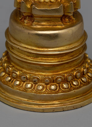 Gold-Plated Tibetan Buddhist Stupa | Enhancing Mindfulness and Spiritual Energy