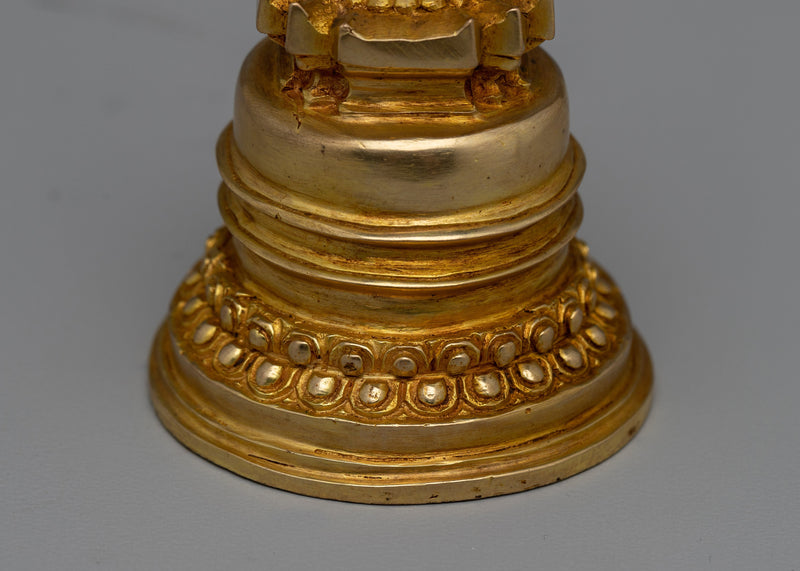 Gold-Plated Tibetan Buddhist Stupa | Enhancing Mindfulness and Spiritual Energy