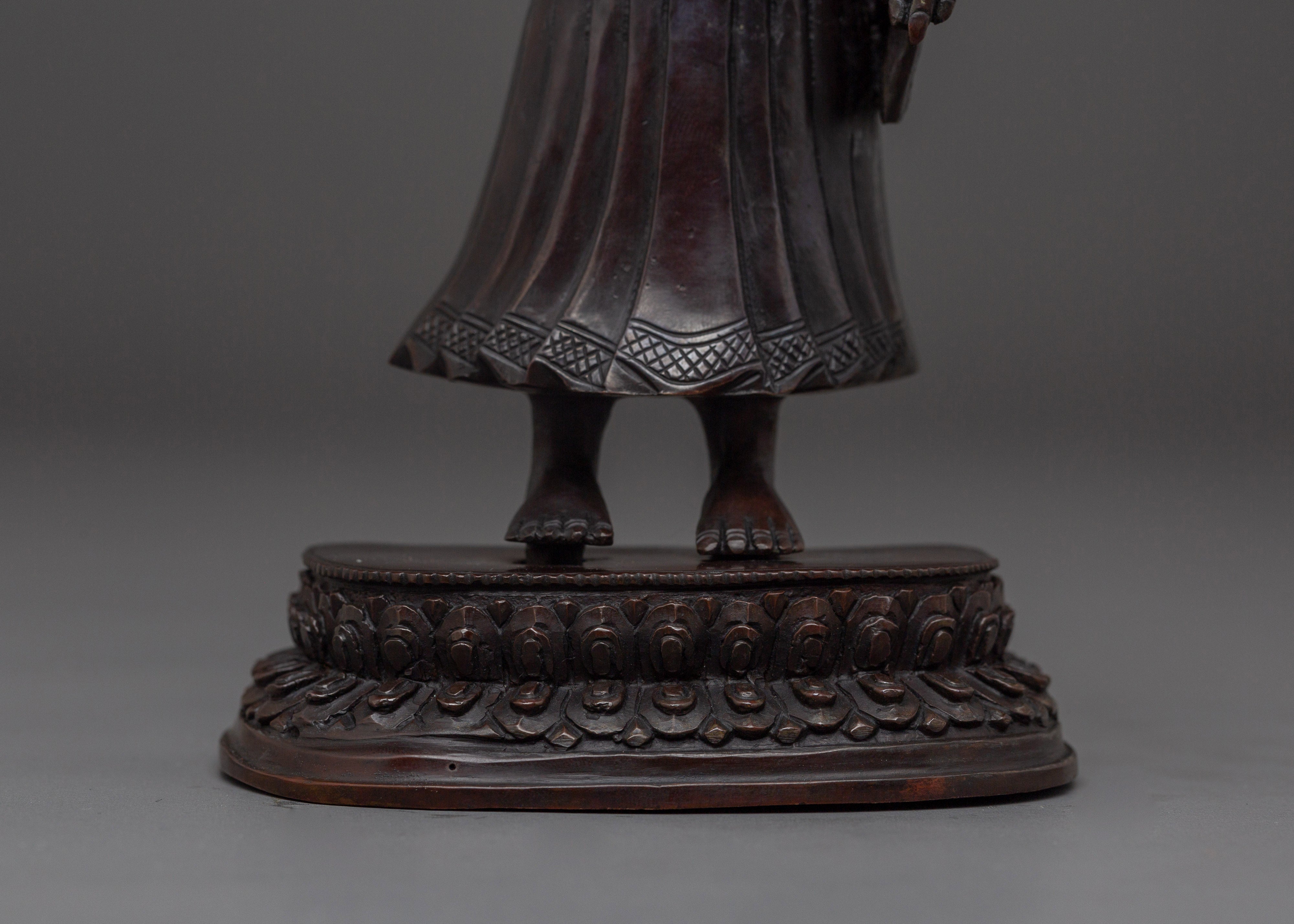 Standing Buddha Copper Statue | Spiritual Home Decor