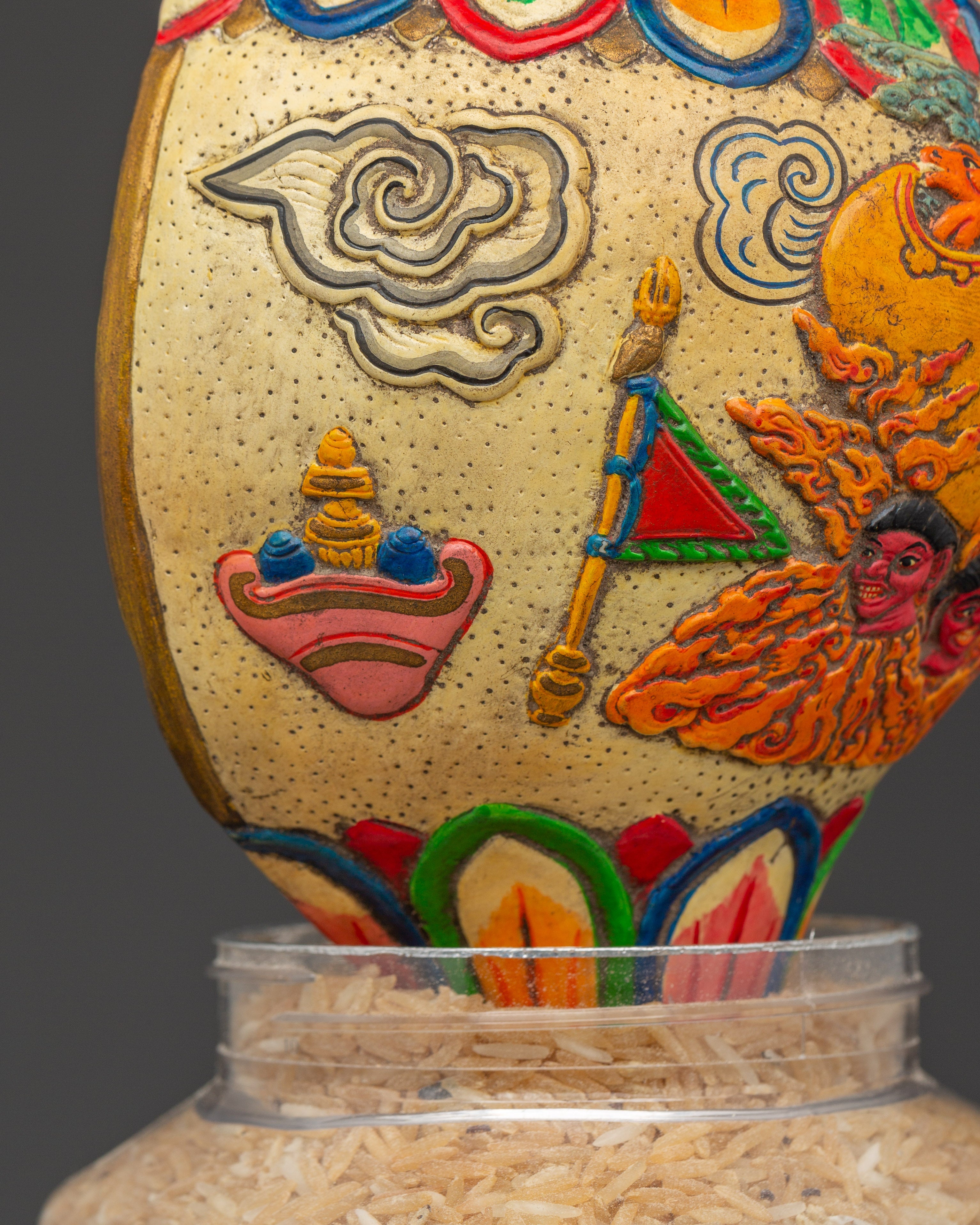 Tibetan Ritual Shankha | Hand-Painted Conch Shell with Acrylic Color