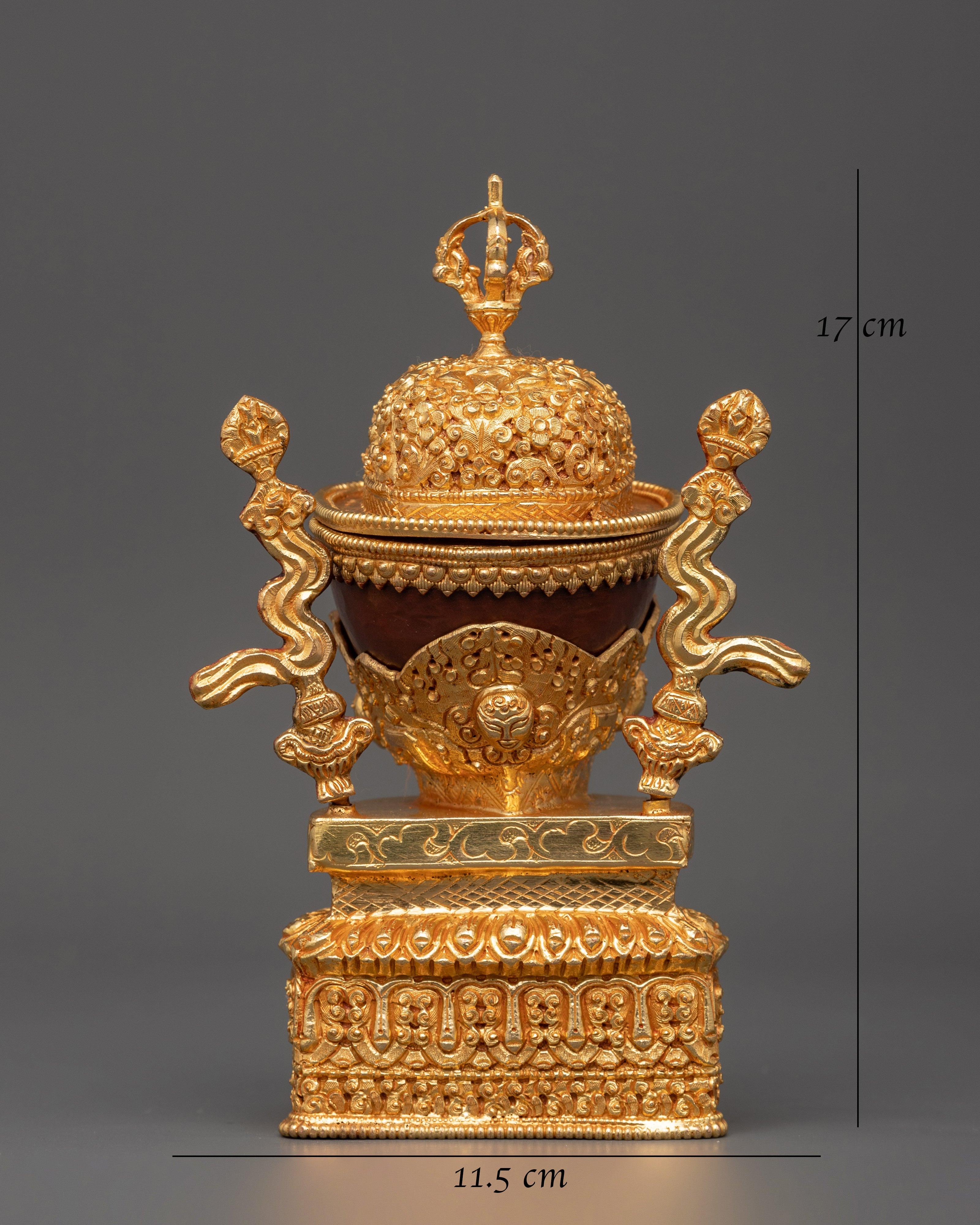 Gold-Plated Kapala Skull Cup | Ritual Skull Cup for Vajrayana Offerings