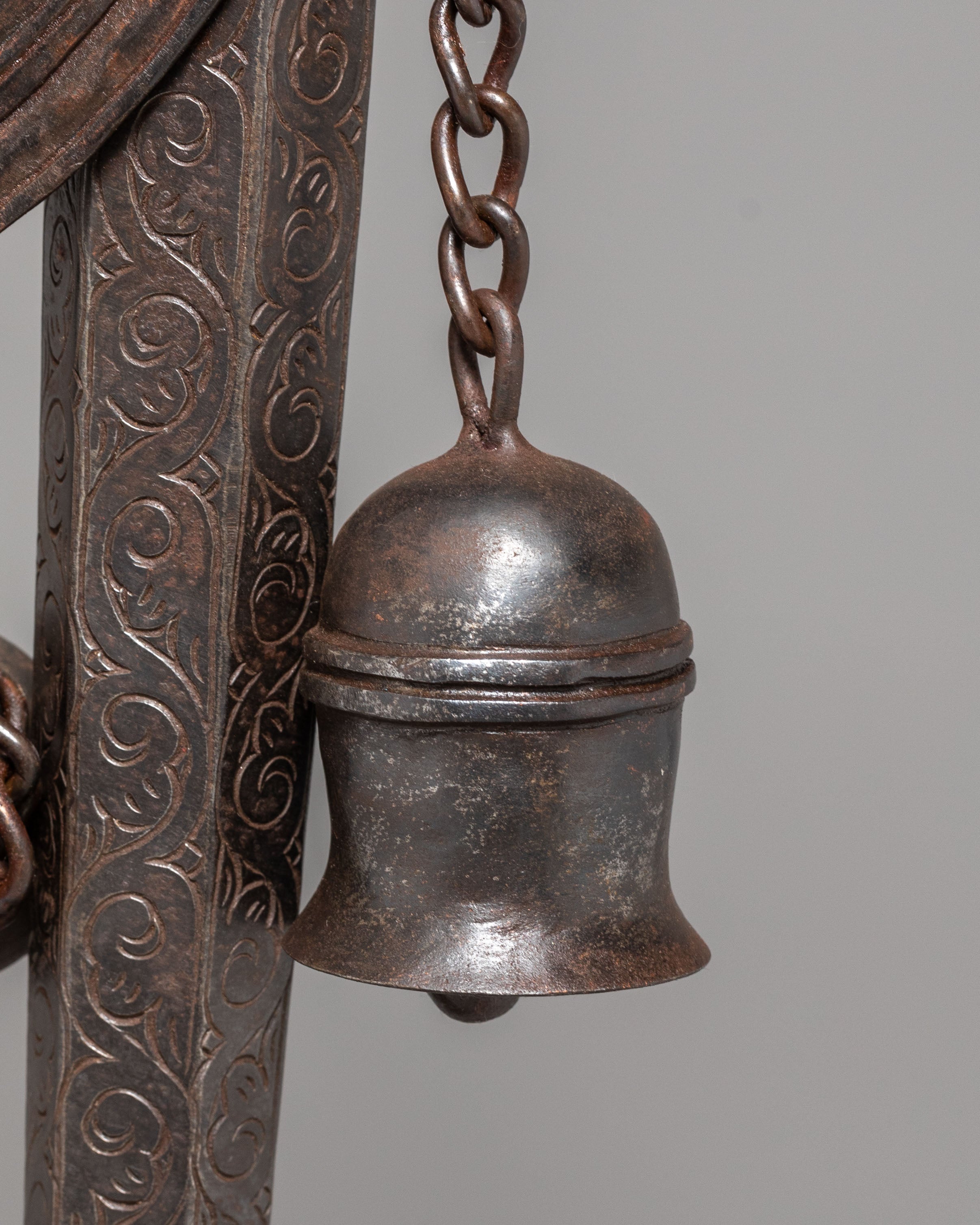 Sacred Ritual Item Khatan | Tibetan Oxidized Copper Ritual Staff