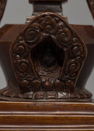 Traditionally Handcarved Stupa for Decor | A Sacred Buddhist Symbol of Enlightenment