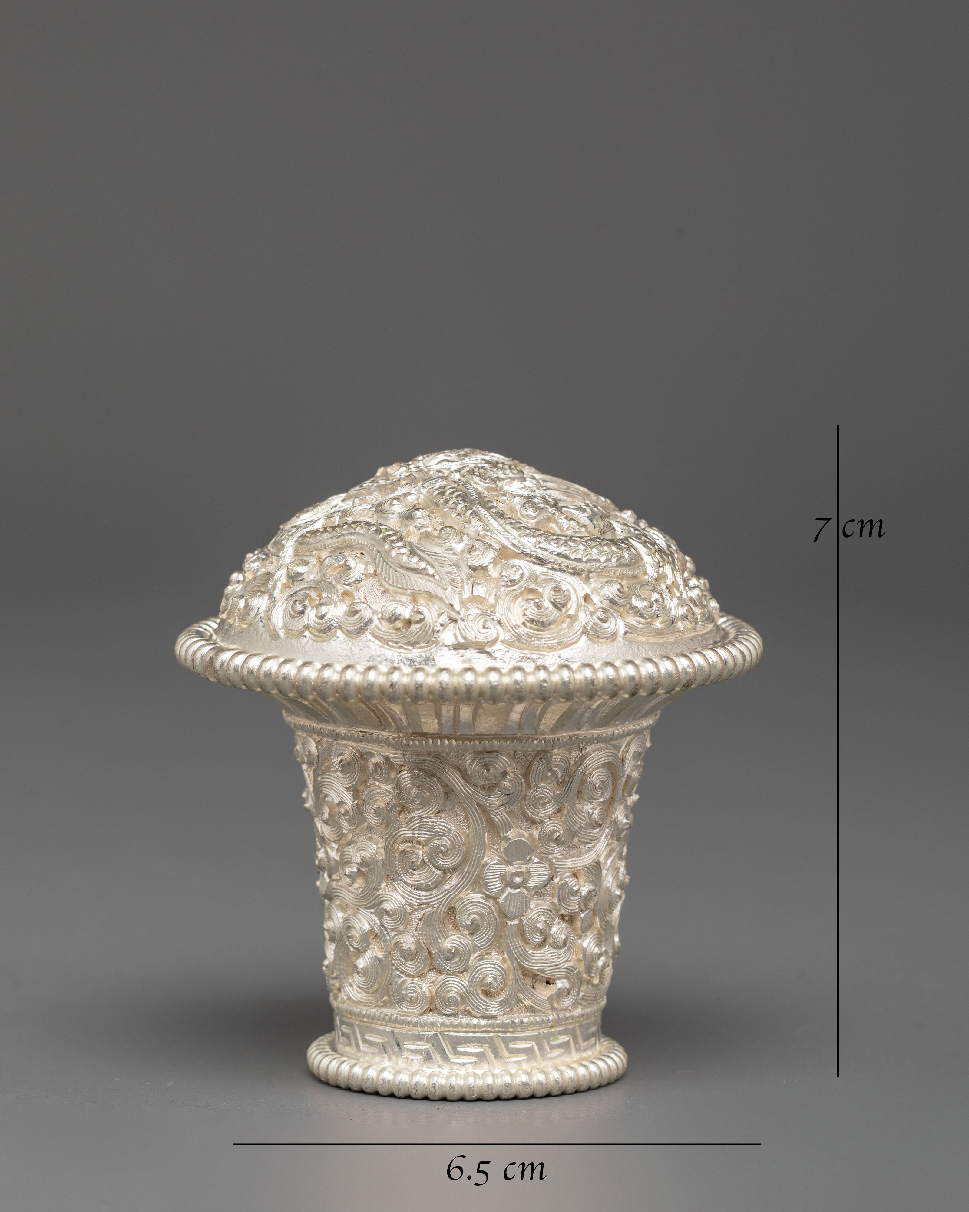 Handmade Silver Plated Brocade Stick Cap | Decorative Brocade Accessory