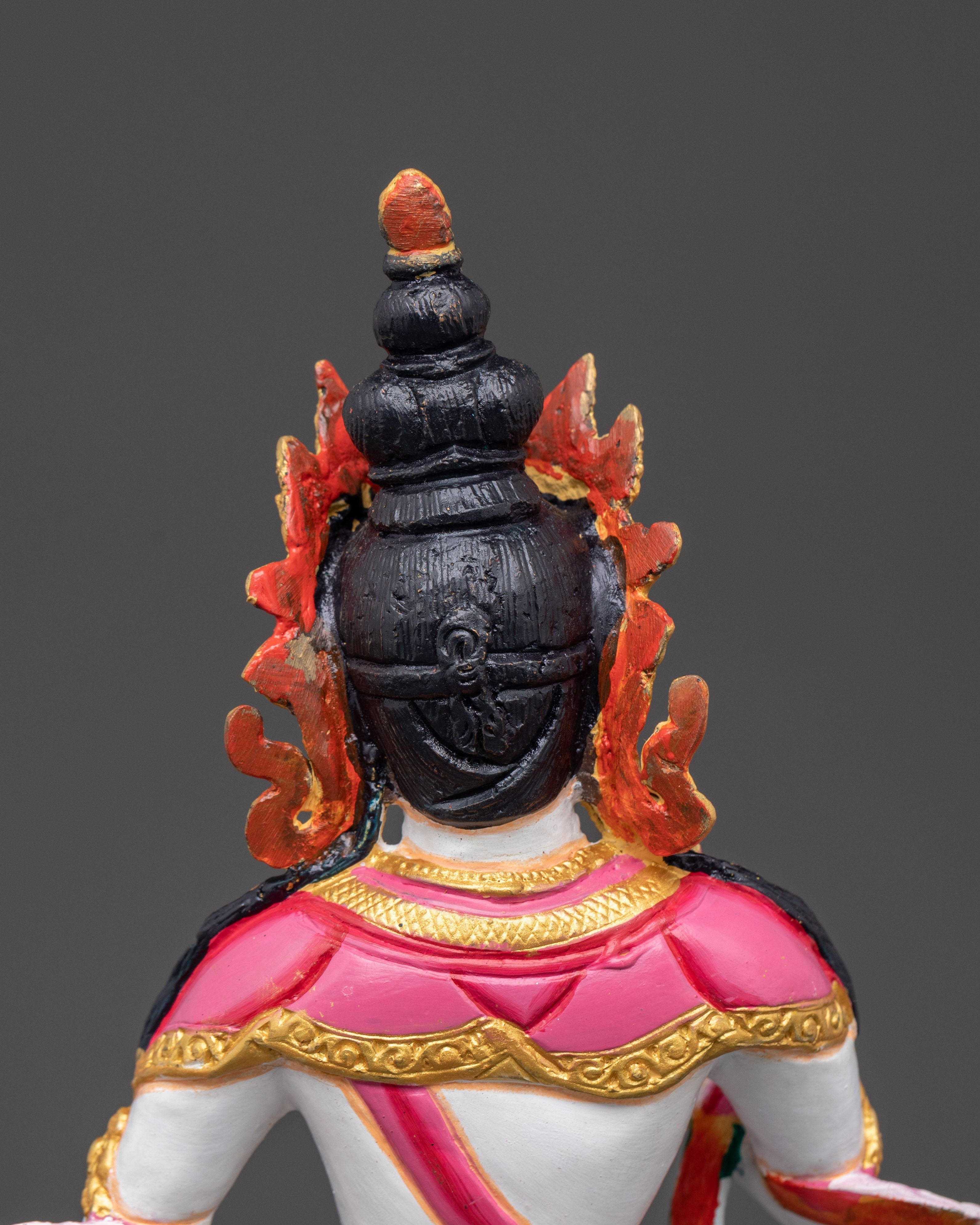 Handcrafted Tibetan Vajrasattva Sculpture | Copper & Acrylic Meditation Deity Figure
