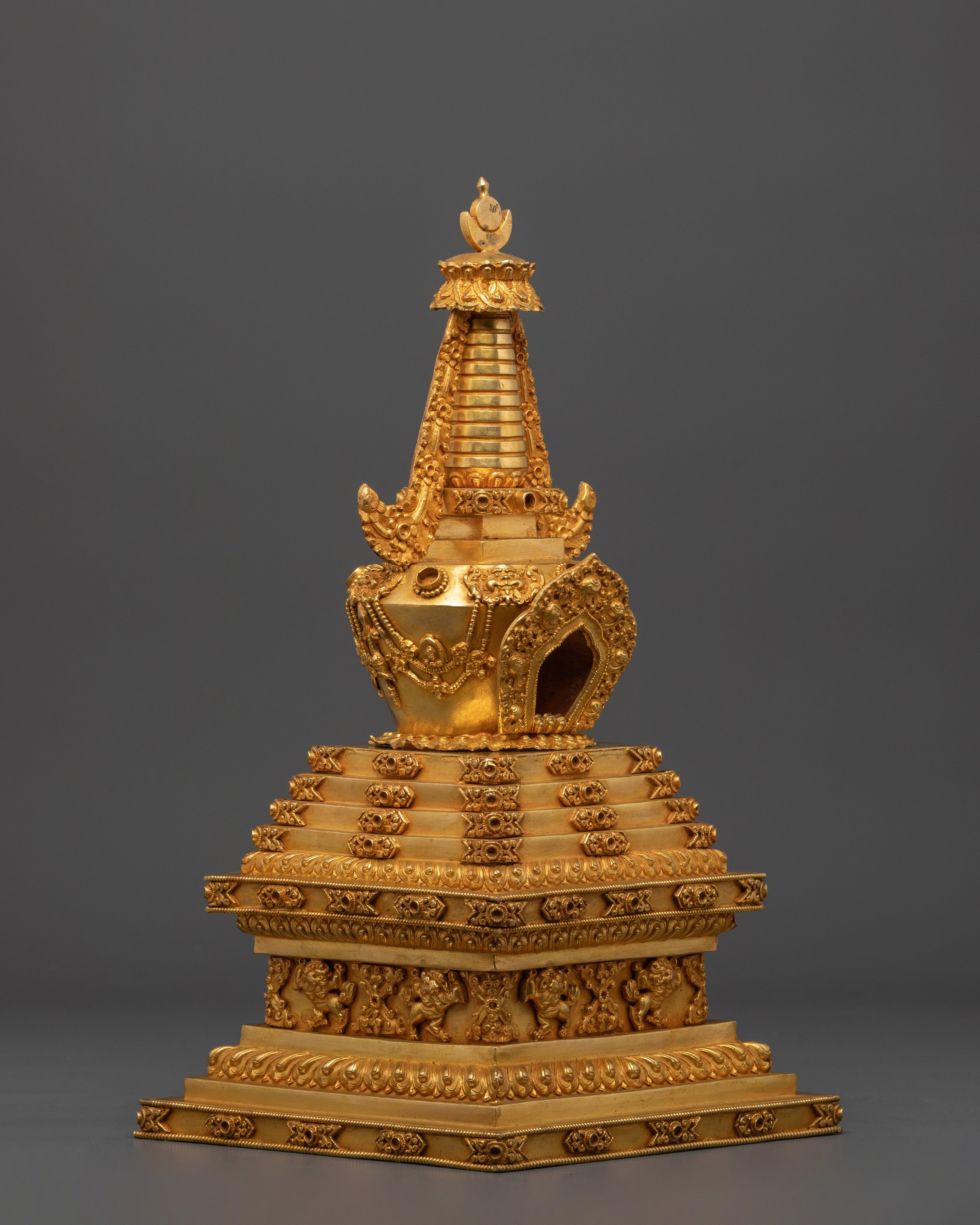 Decorative Traditional Stupa | Handcrafted Copper Buddhist Stupa for Home Decor