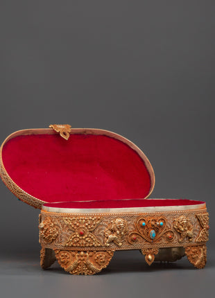 Gold-Plated Tibetan Treasure Box |  Buddhist Altars and Sacred Himalayan Artwork