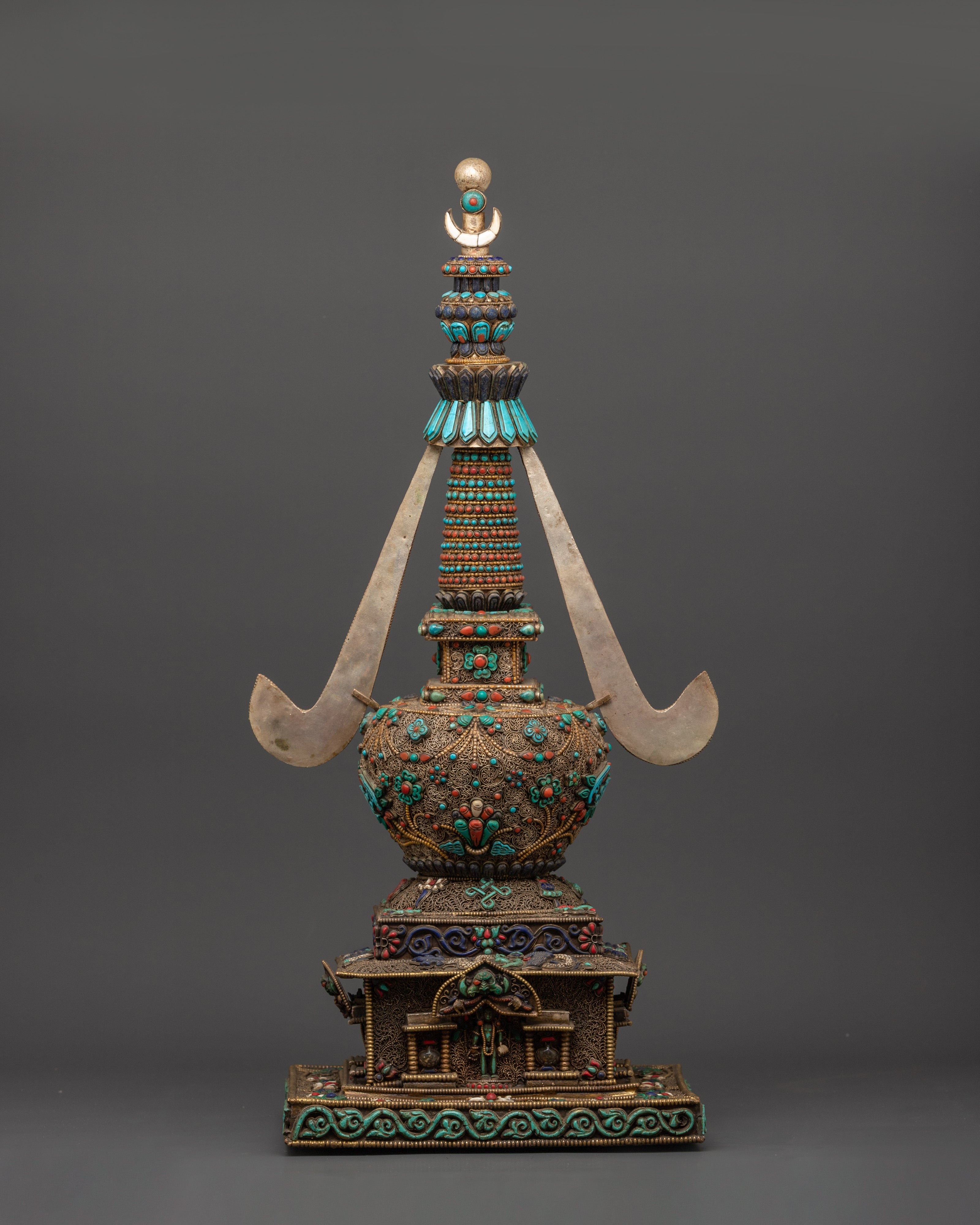 Handcrafted Traditional Copper Stupa | Buddhist Shrine Artifact