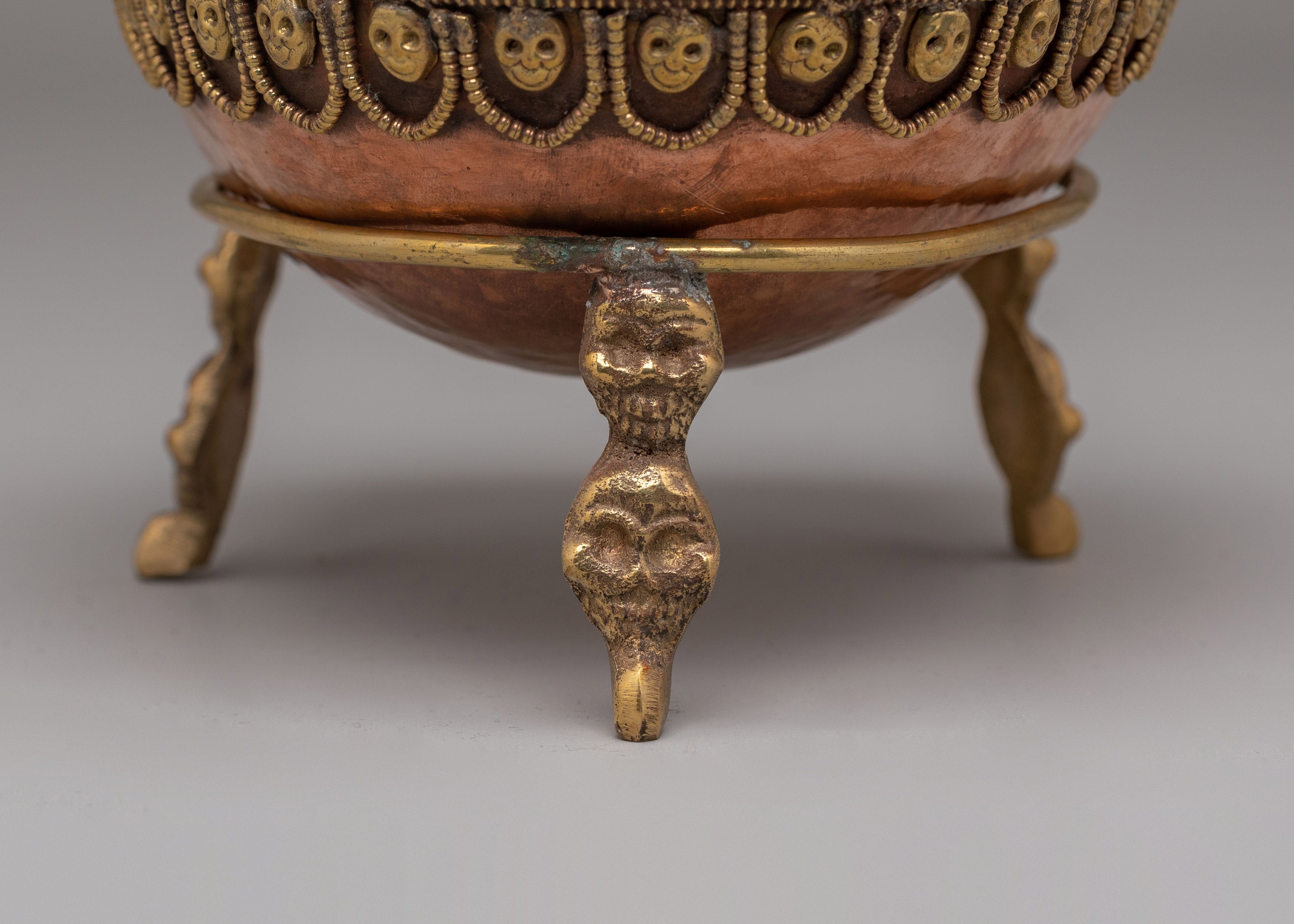 Tibetan Kapala Skull Cup With Stand | Ritual Offerings and Altar Decor