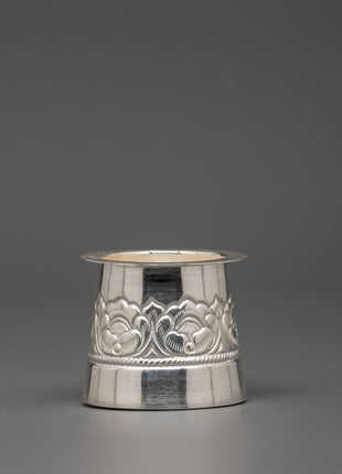 Pure Silver Glass with Spoon Set | Handcrafted Silver Ritual Cup