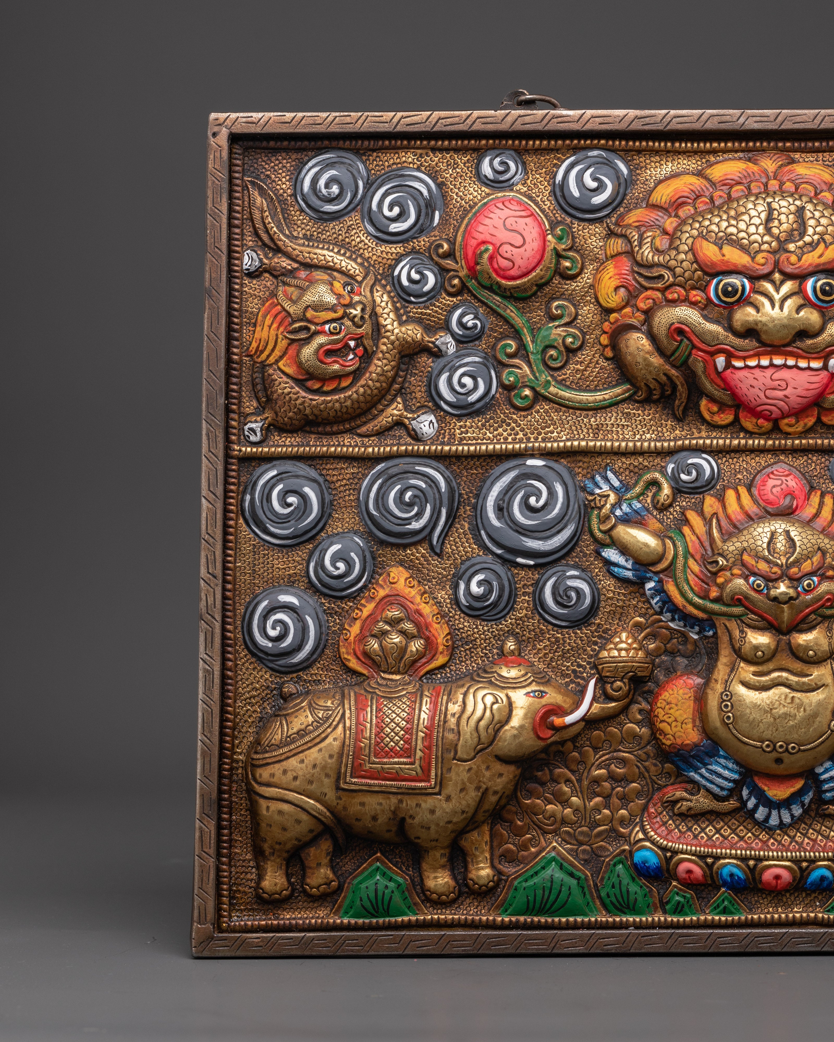 Brass Wall Hanging Art | Indian Elephant Relief Sculpture
