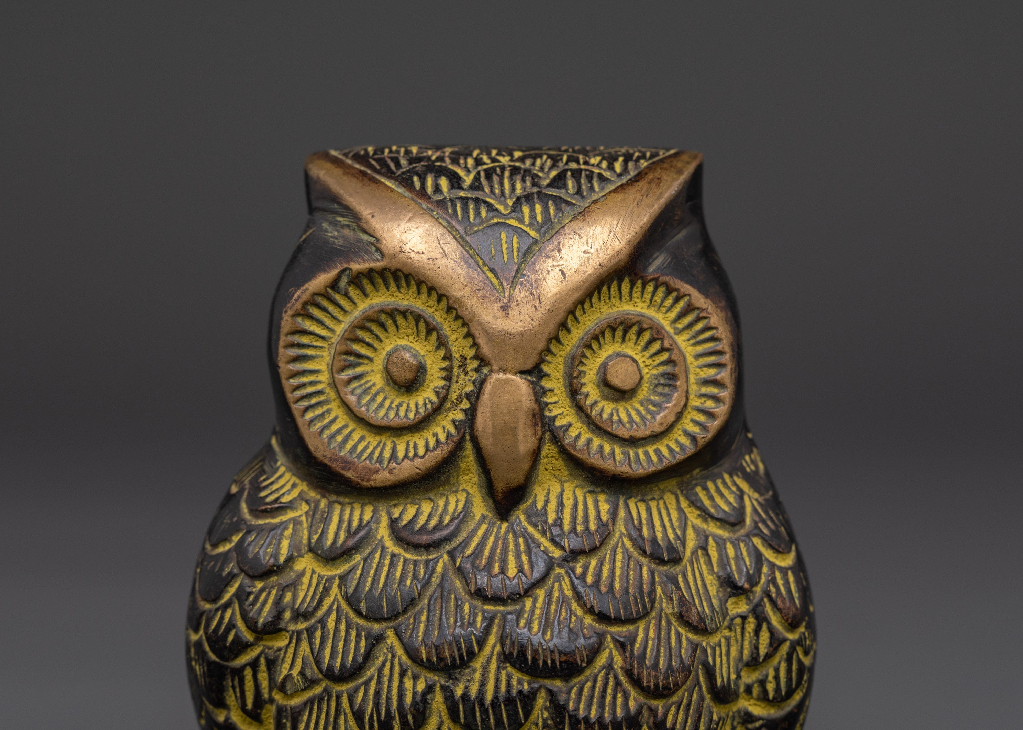 Tibetan Owl Symbol Sculpture | Handcrafted Brass Owl Figurine