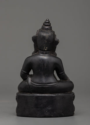 Dzambhala Oxidized Stone Statue | A Symbol of Wealth