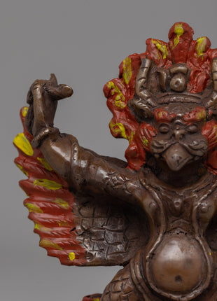 Hand-Carved Brass Garuda Statue with Antique Finish | Oxidized Antique Finish Deity