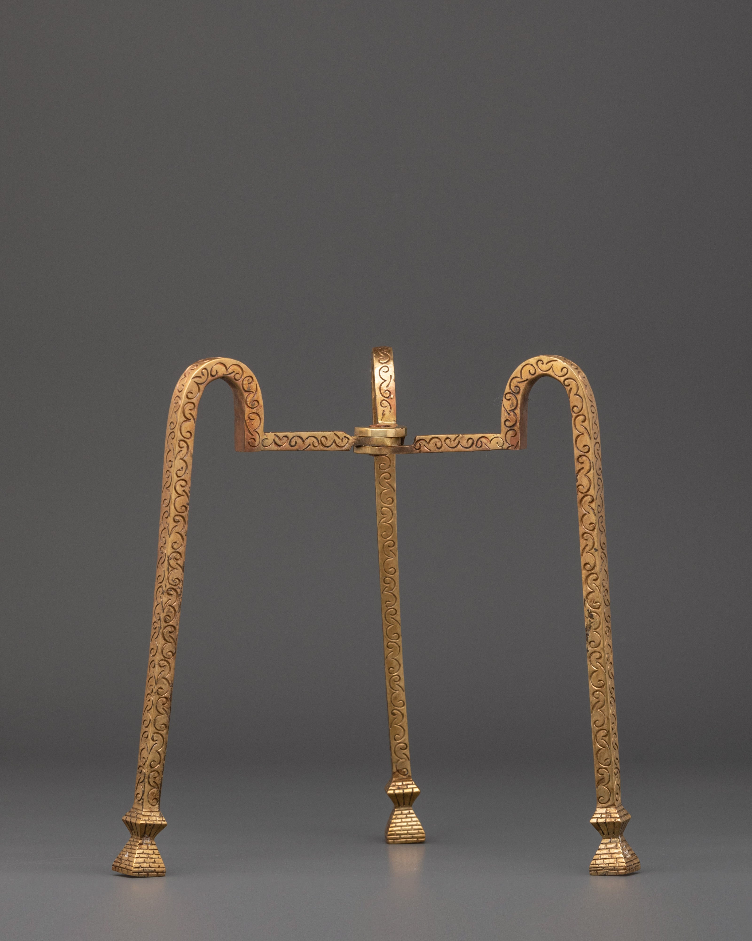 Buddhist Ritual Kapala Stand | Brass Kapala Display for Tibetan Buddhist Altar