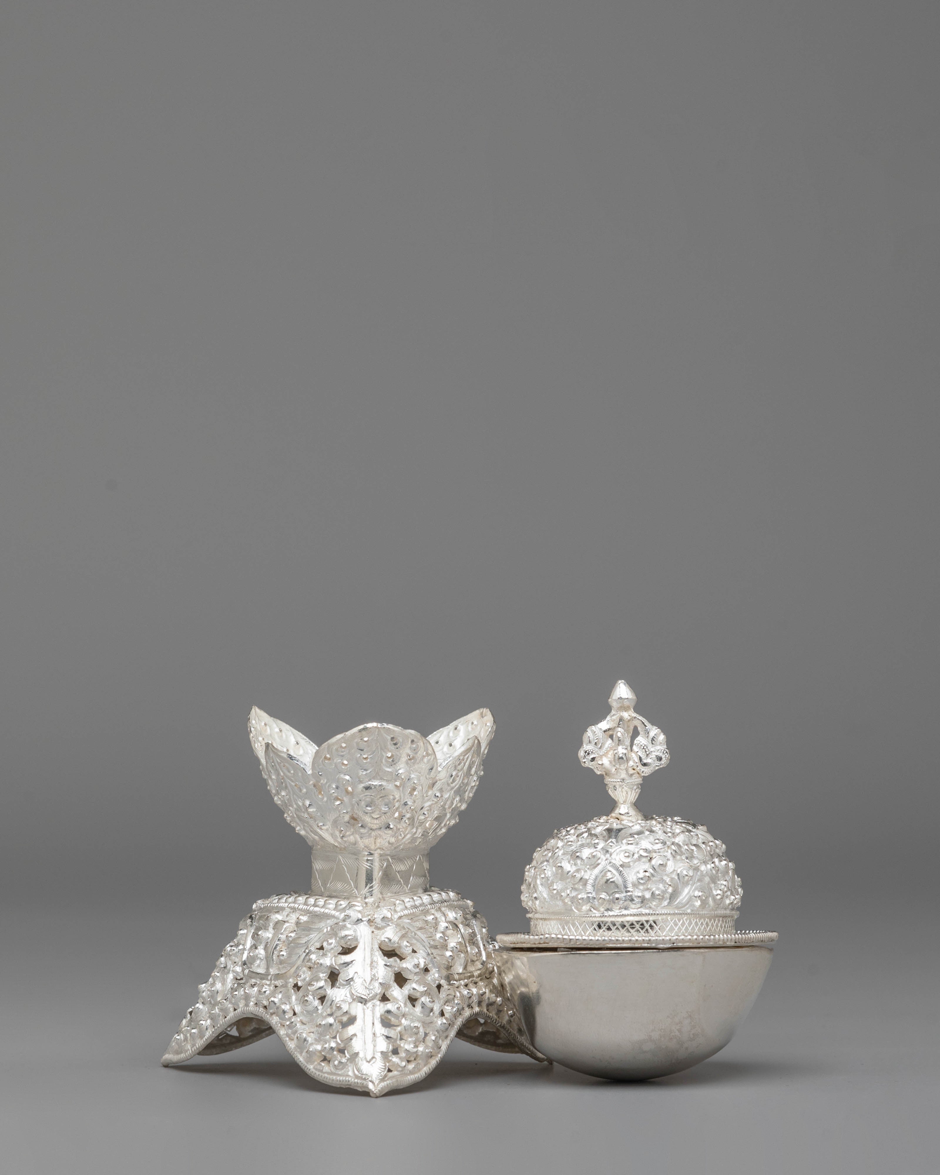 Silver Kapala for Buddhist Rituals | Sacred Offering Vessel