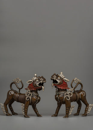 Handcrafted Lion Statue Set | Spiritual and Home Decor