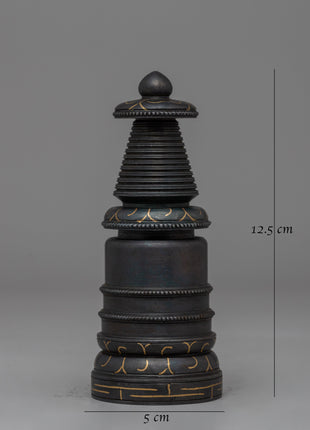 Authentic Handcrafted Tibetan Iron Stupa | Sacred Buddhist Shrine