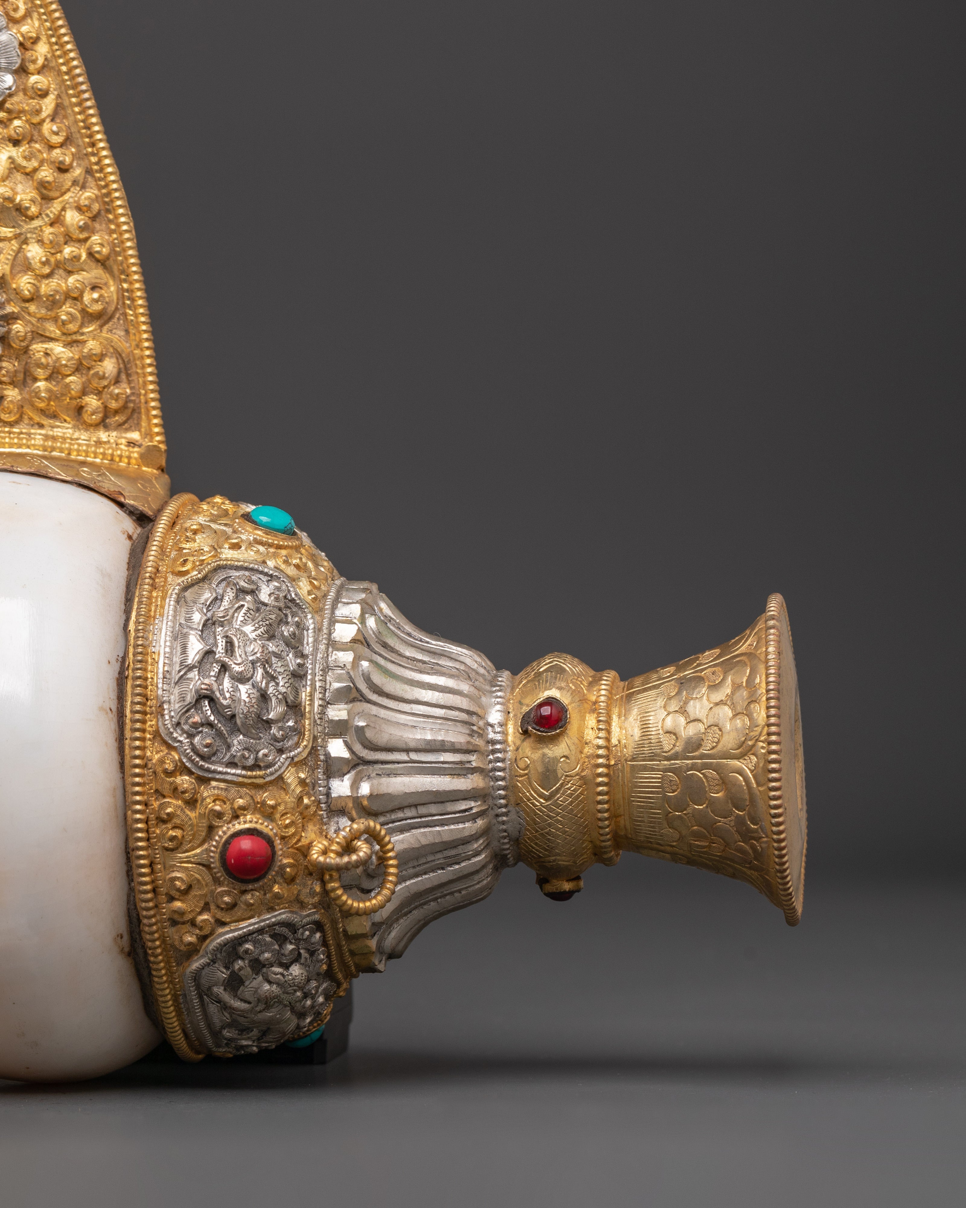 Handcrafted Dragon Engraved Conch Shell | Unique Decorative Conch with Dragon
