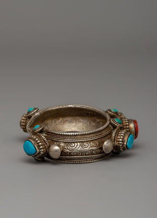 Handcrafted Silver Body Bracelet | Traditional Buddhist Jewelry