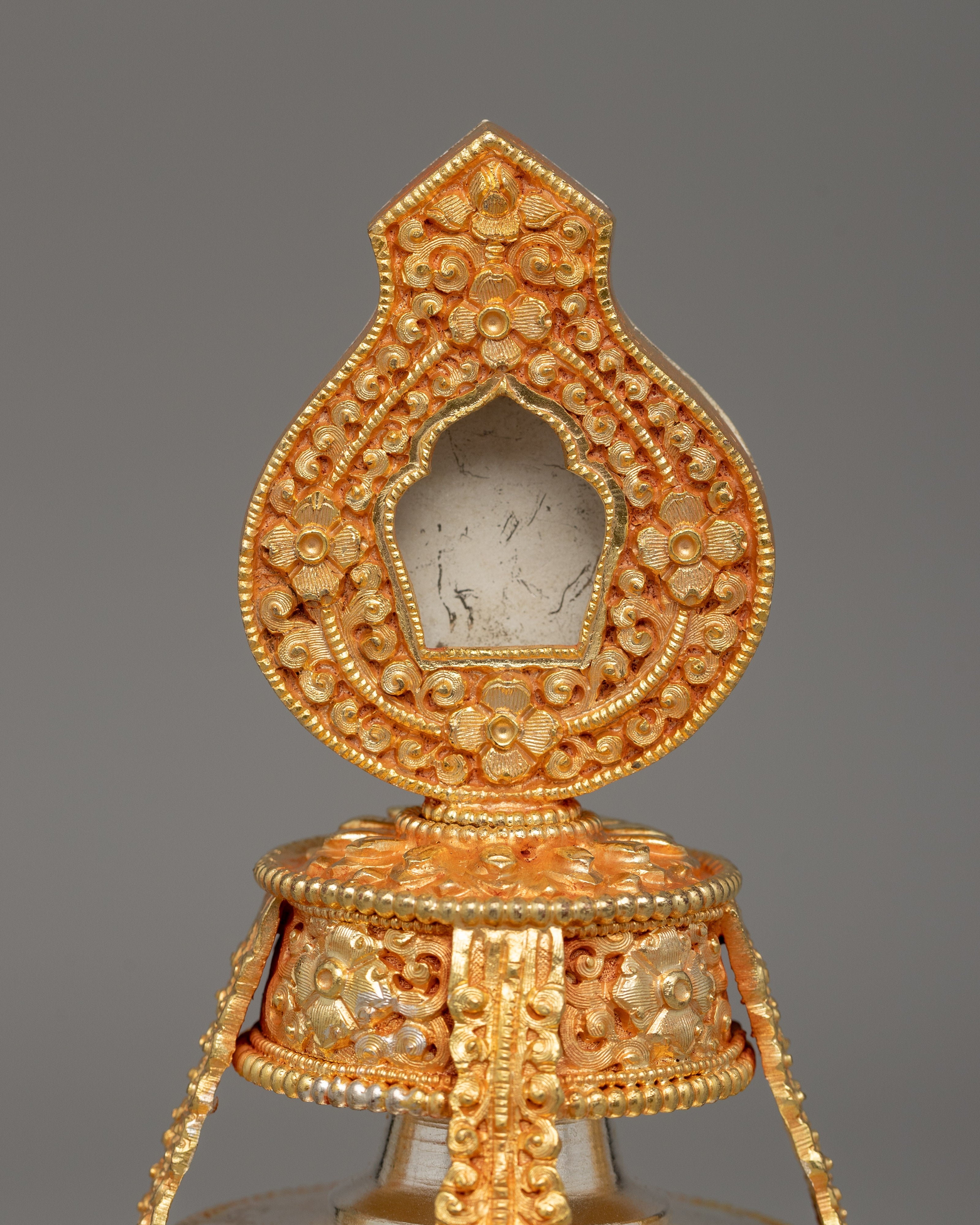 Buddhist Long Life Vase | Ritual Life Vase with Coral & Turquoise Stones