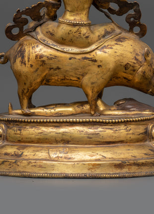 Antique Gold Marichi Statue | Gold-Plated Copper Deity