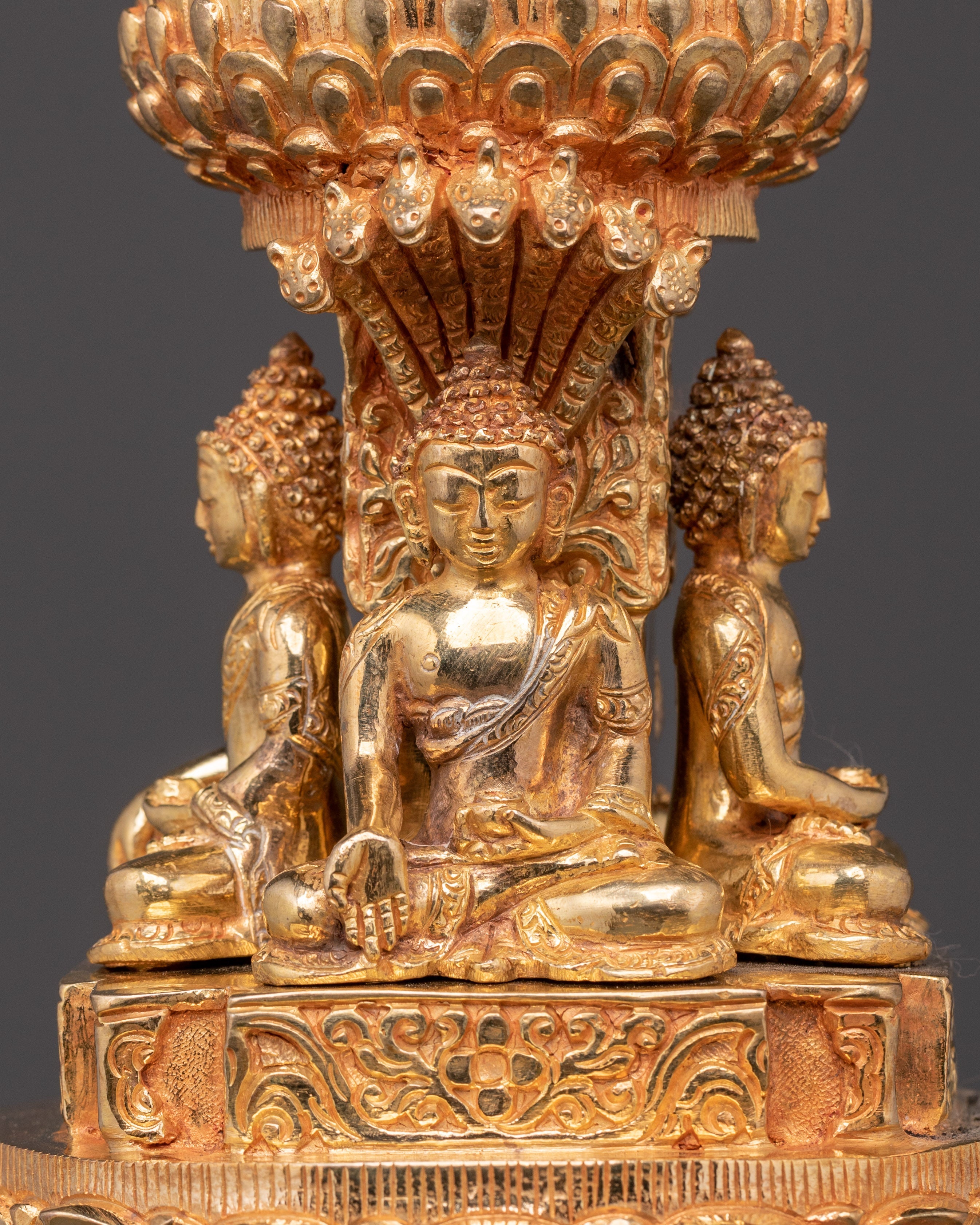 Handcrafted Tibetan Stupa Artifact | Gold Gilded Buddhist Shrine