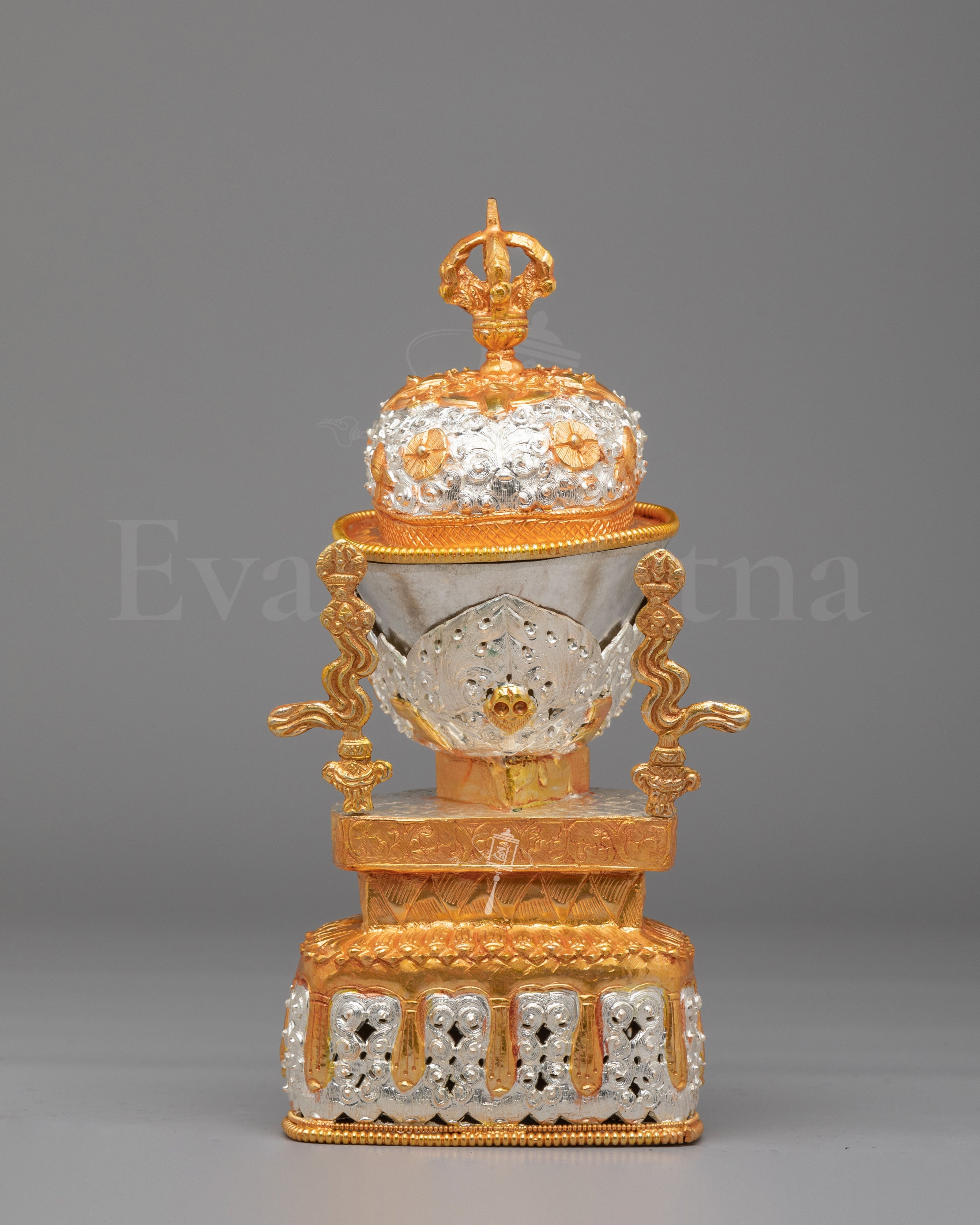 Buddhist Ritual Kapala Set | Gold and Silver Plated Vessels