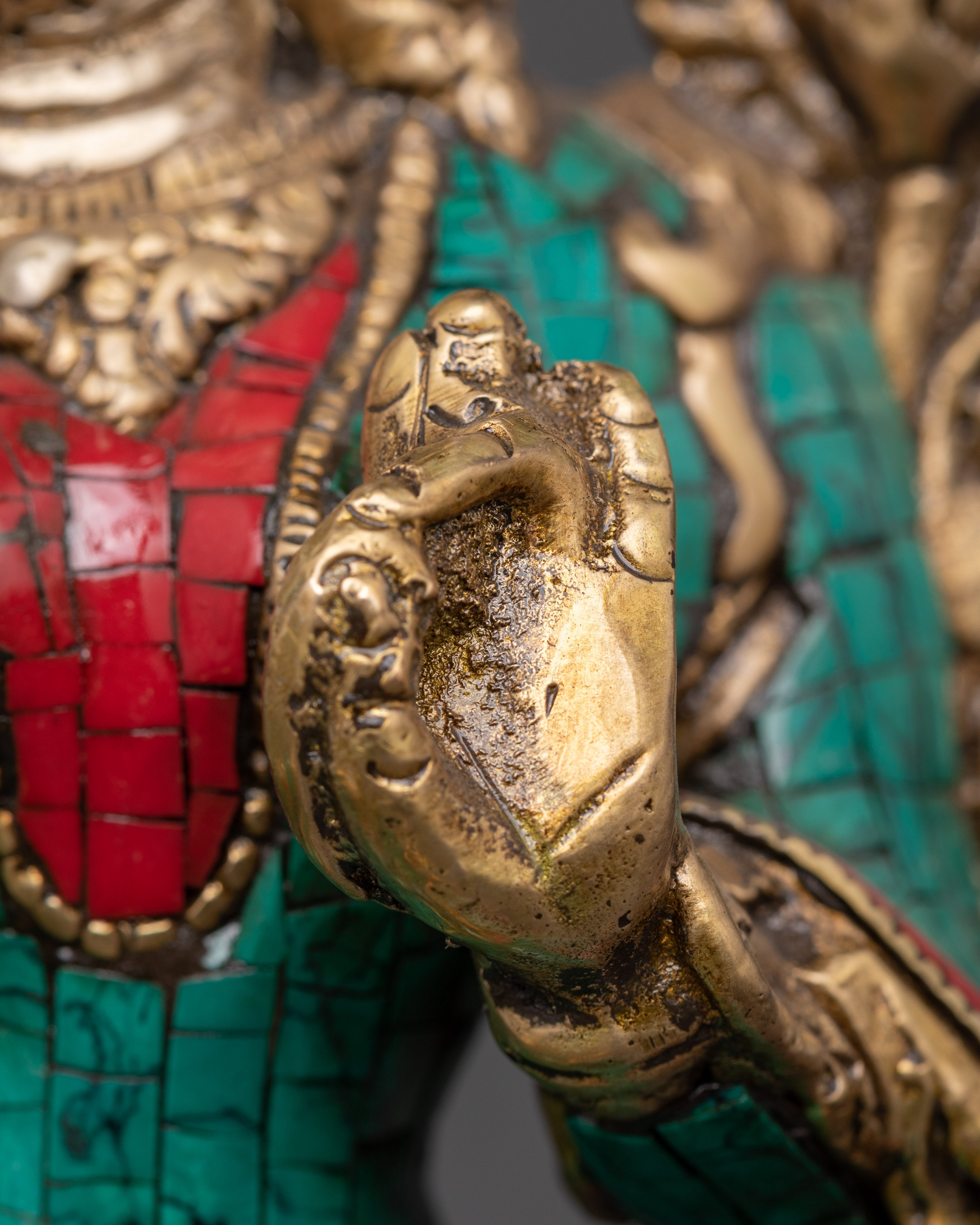 Handcrafted Brass Green Tara Statue | Tibetan Goddess Art