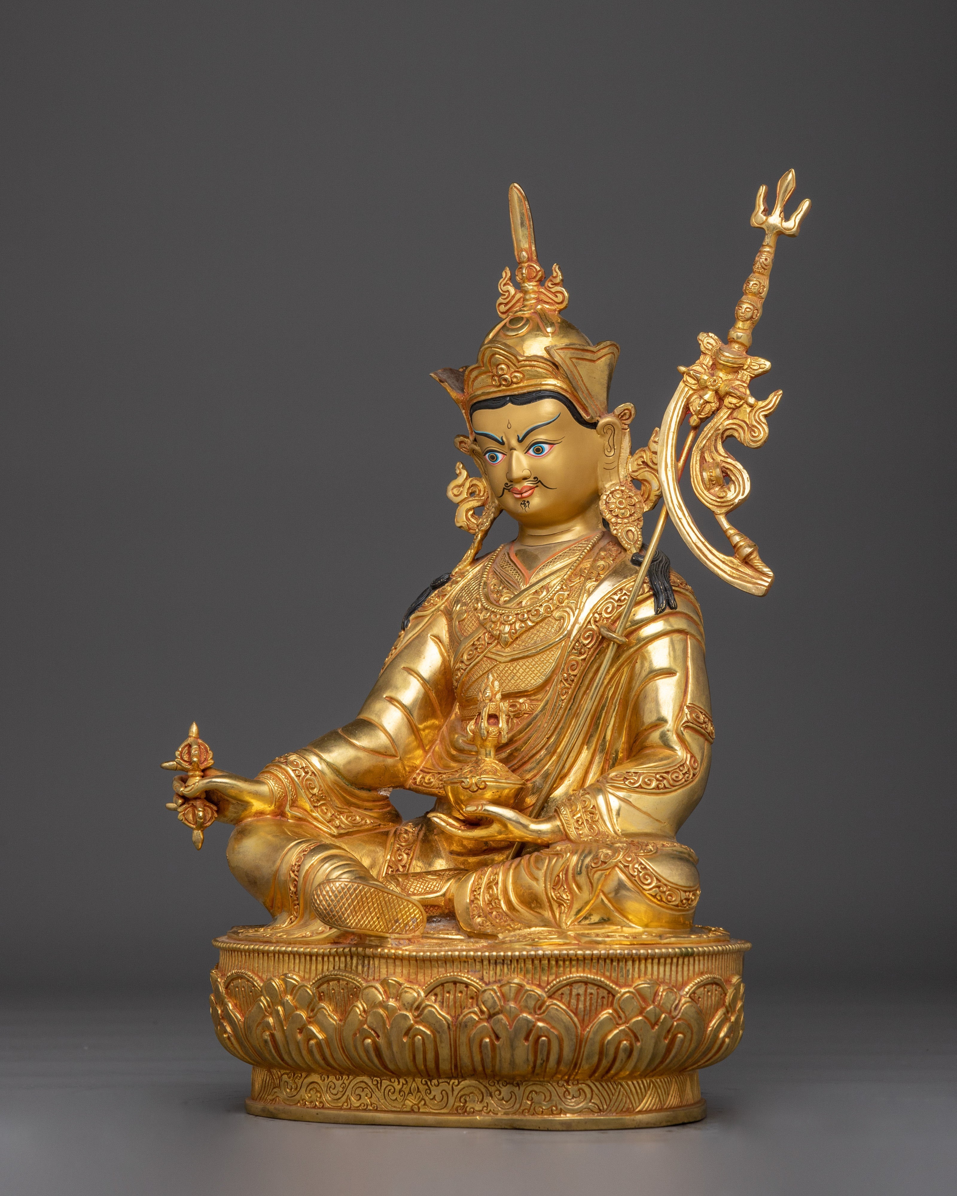Guru Rinpoche Statue in Copper | Sacred Shrine Decor from Nepal