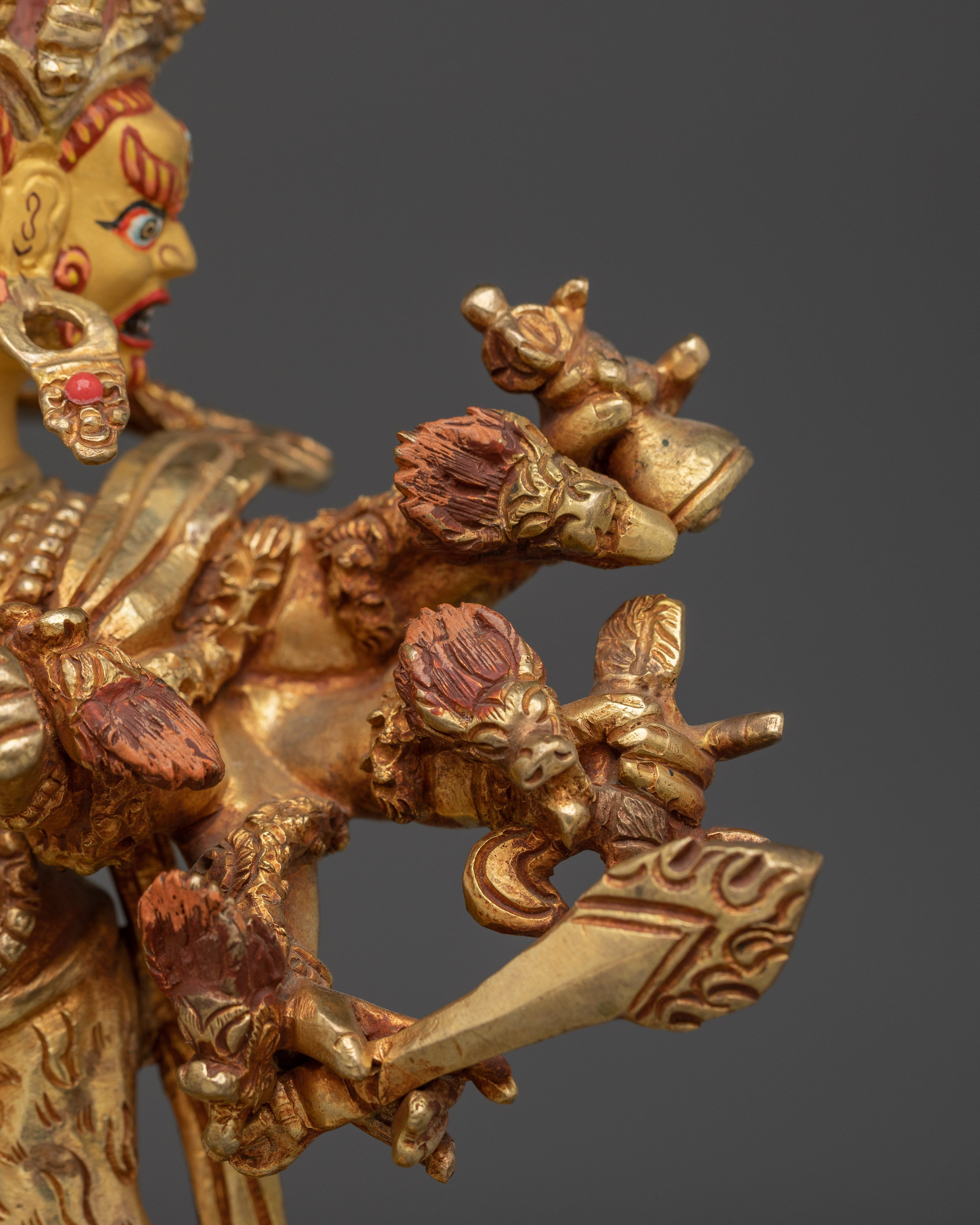 Ucchusma Gold Gilded and Copper Statue | A Fierce Symbol of Protection and Wisdom