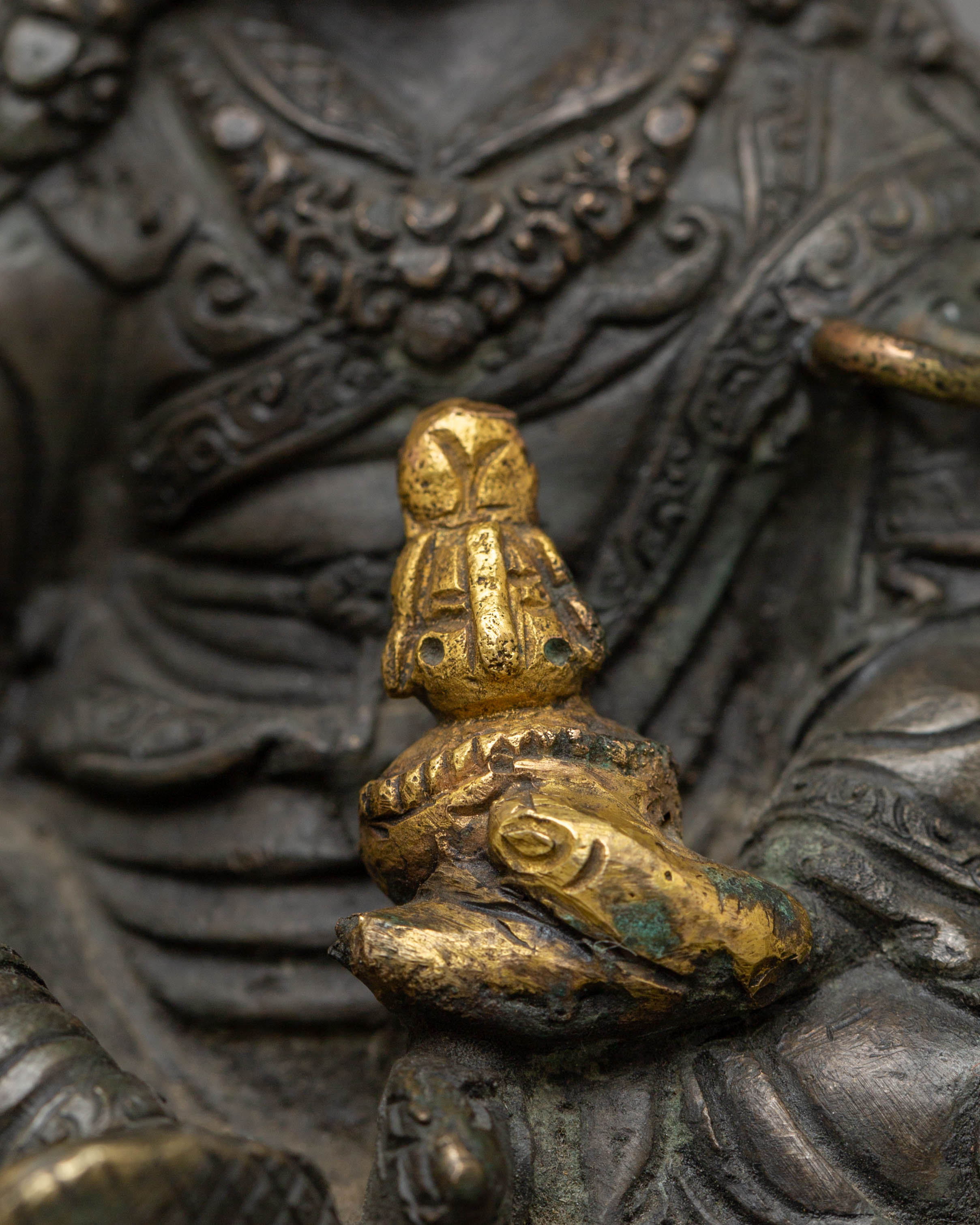 Guru Rinpoche Handmade Dark Oxidized Sculpture | The Precious Master